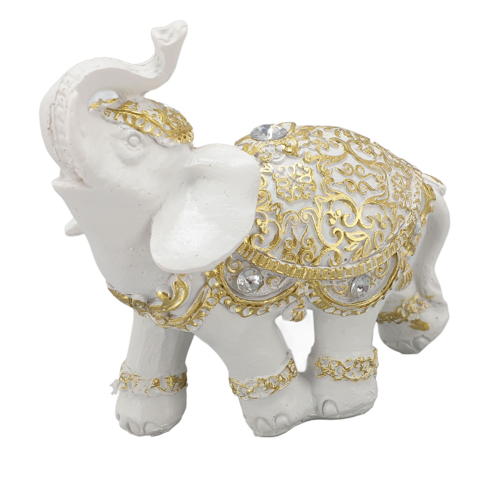Elephant Statue White Resin Cute Lucky Elephant Sculpture for Entryway view 11