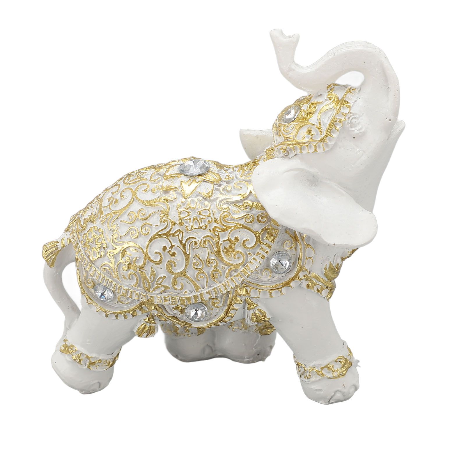 Elephant Statue White Resin Cute Lucky Elephant Sculpture for Entryway view 12