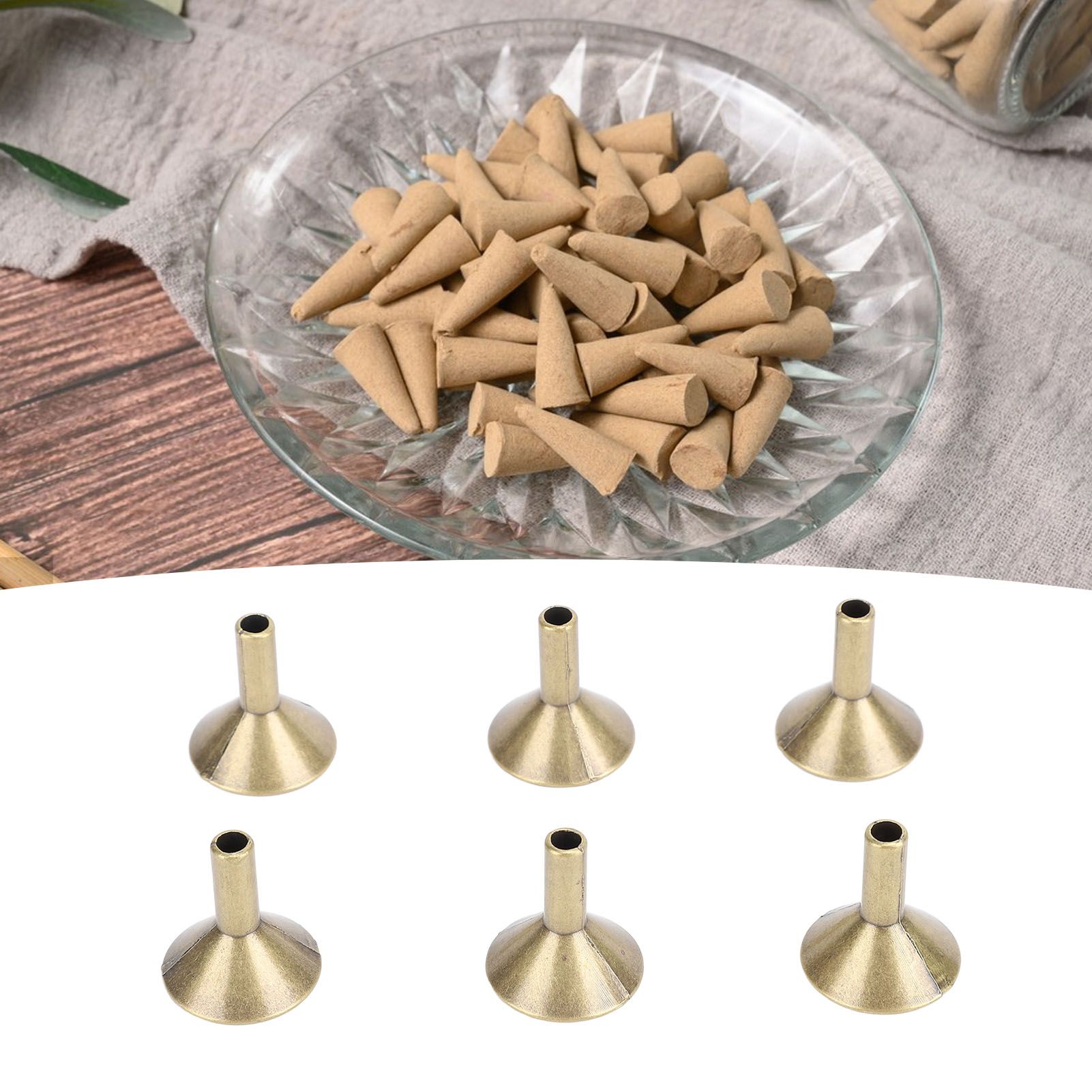100pcs Funnel Shape Incense Cone Tray Alloy Incense Stick Rack Metal Cone view 11