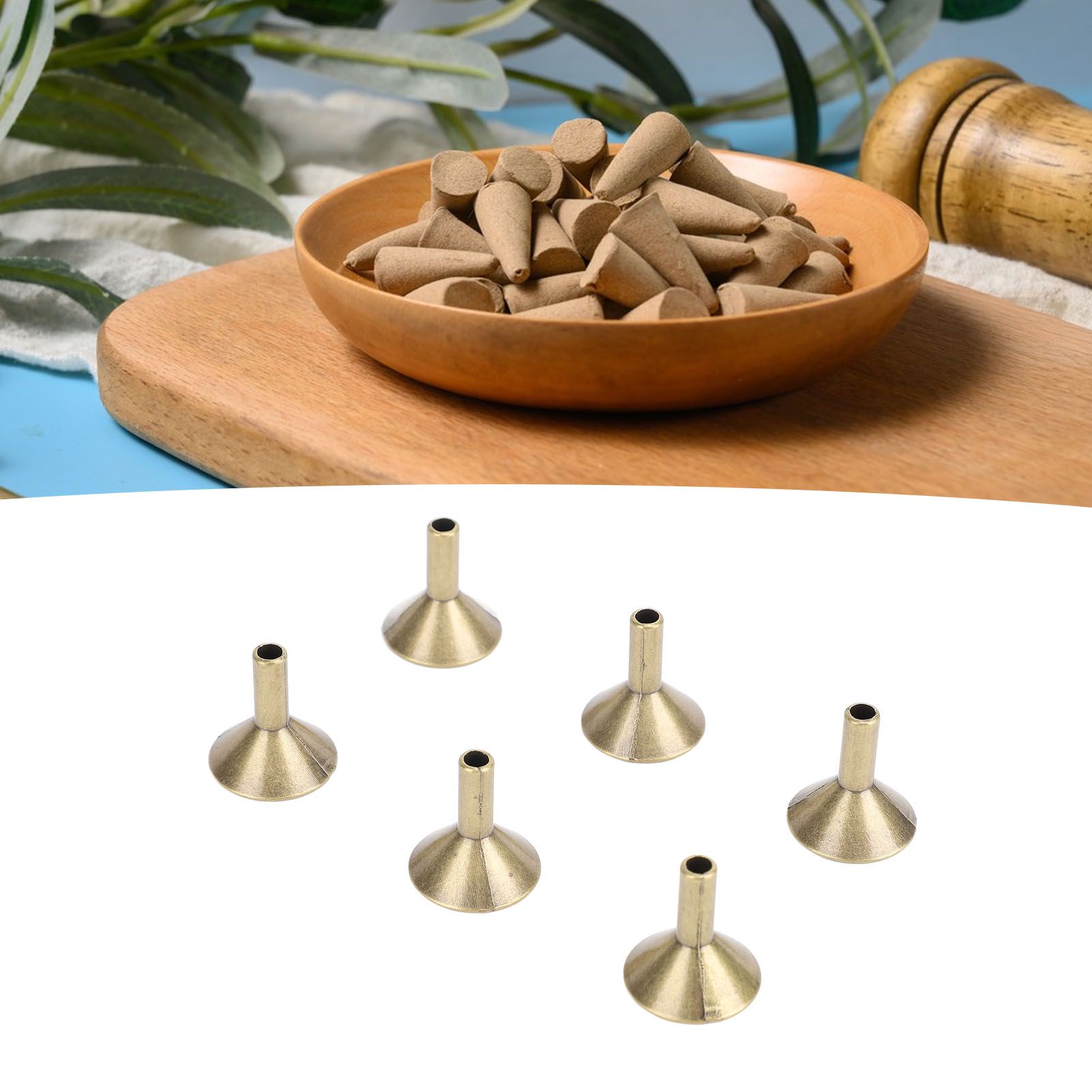 100pcs Funnel Shape Incense Cone Tray Alloy Incense Stick Rack Metal Cone view 12