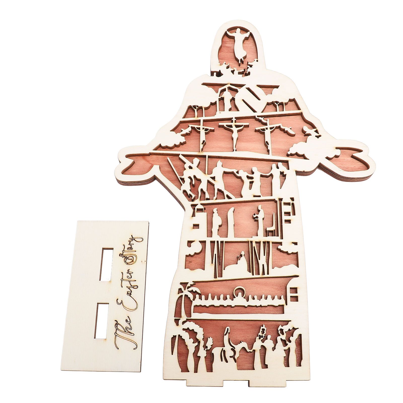 Easter Story Decoration Wooden Figure Ornament Easter Table Ornament Craft for view 3