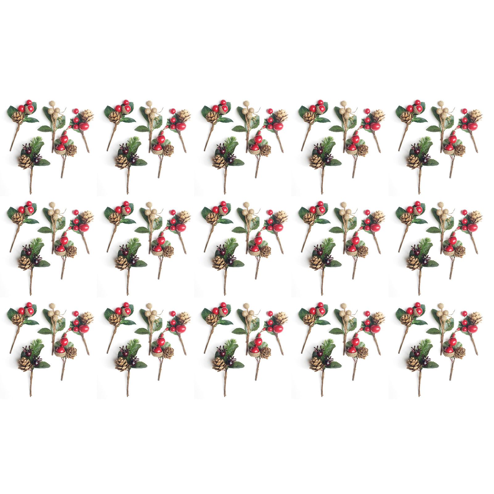 75pcs 10cm Xmas Berry Pinecone Branch Plastic Dry Flower Card Accessories view 2