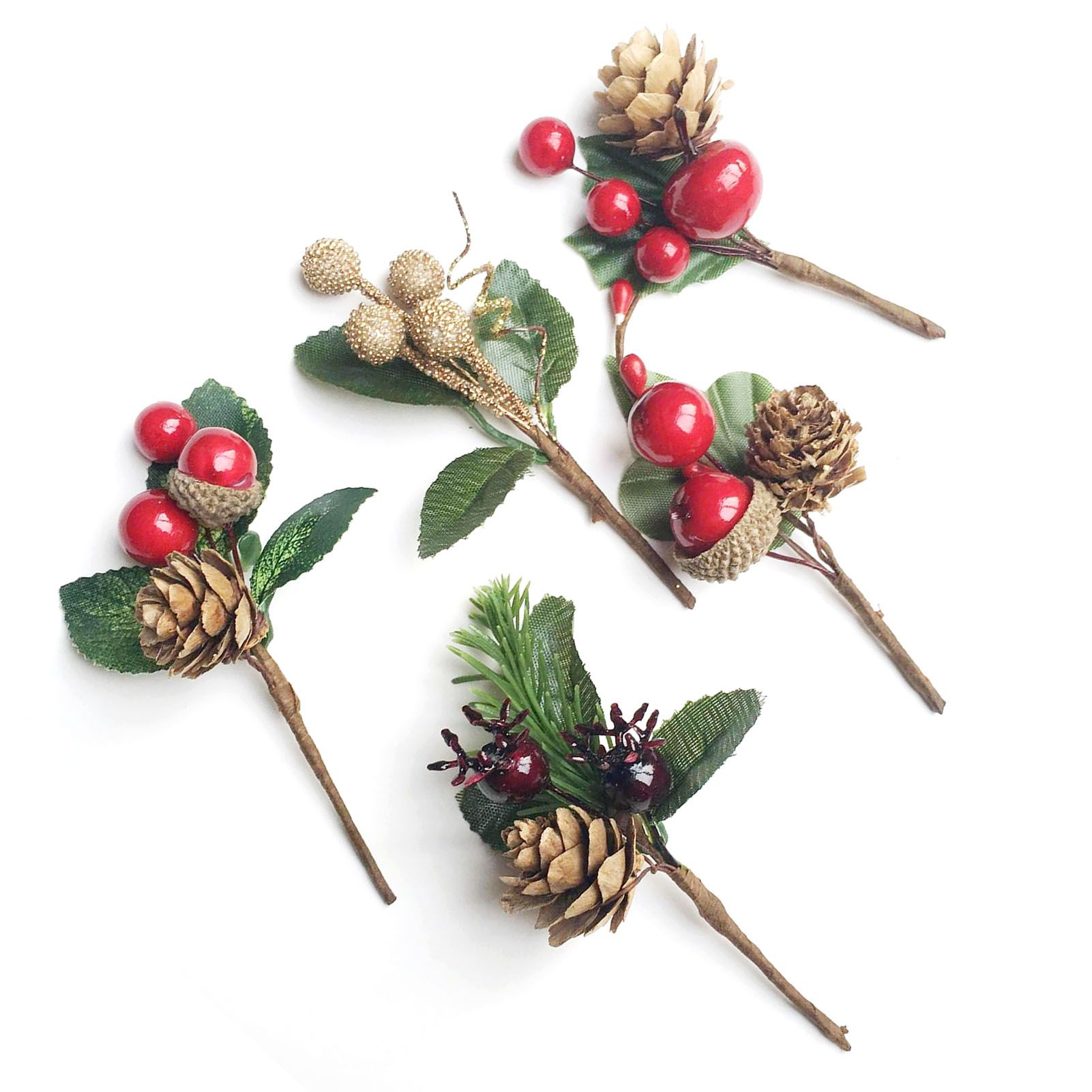 75pcs 10cm Xmas Berry Pinecone Branch Plastic Dry Flower Card Accessories view 3