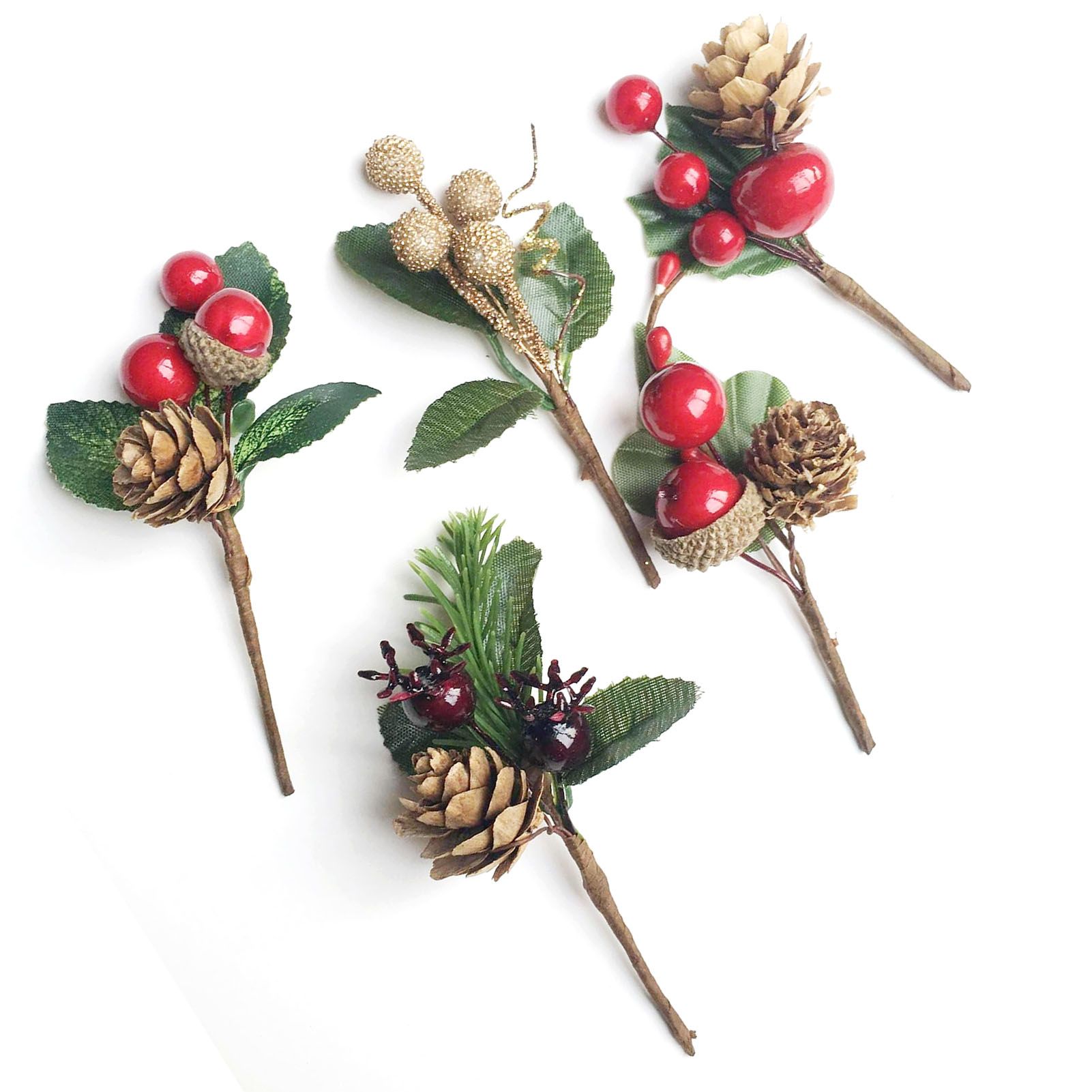75pcs 10cm Xmas Berry Pinecone Branch Plastic Dry Flower Card Accessories view 4