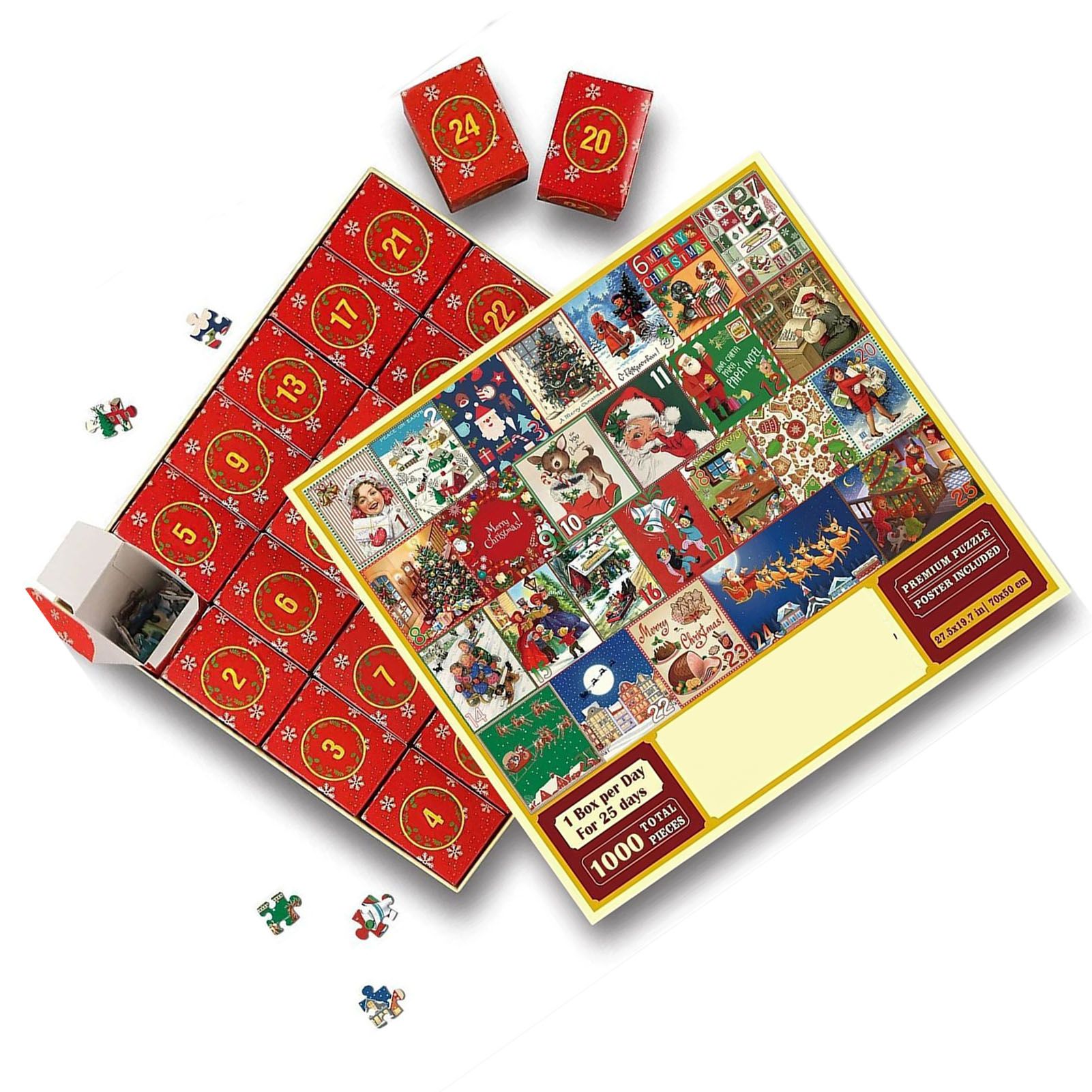 24 Boxs Xmas Advent Calendar Red Xmas Theme Blind Box Innovative Xmas Puzzle view 6