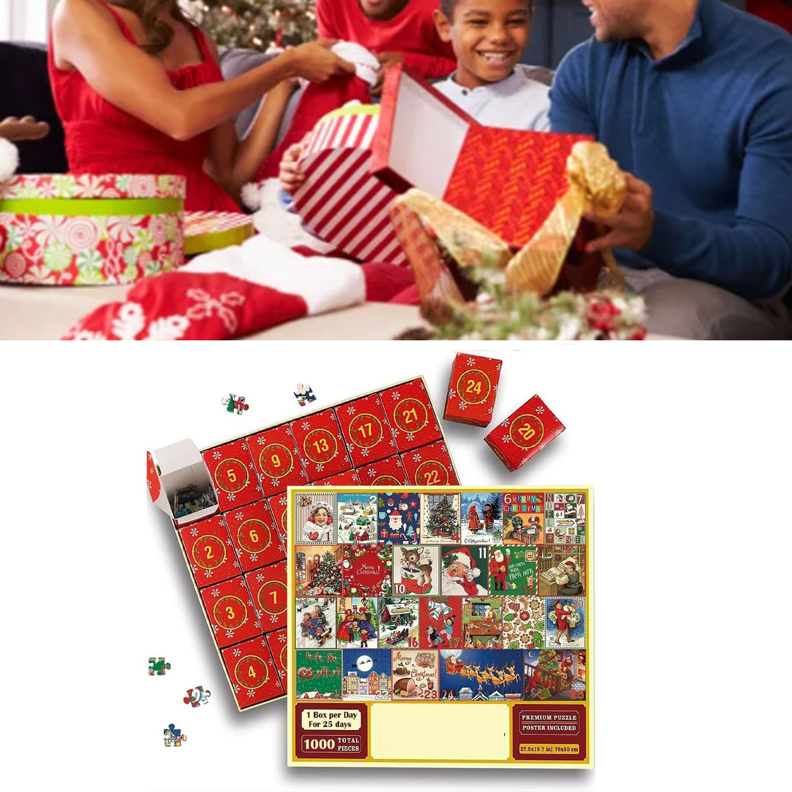 24 Boxs Xmas Advent Calendar Red Xmas Theme Blind Box Innovative Xmas Puzzle view 9