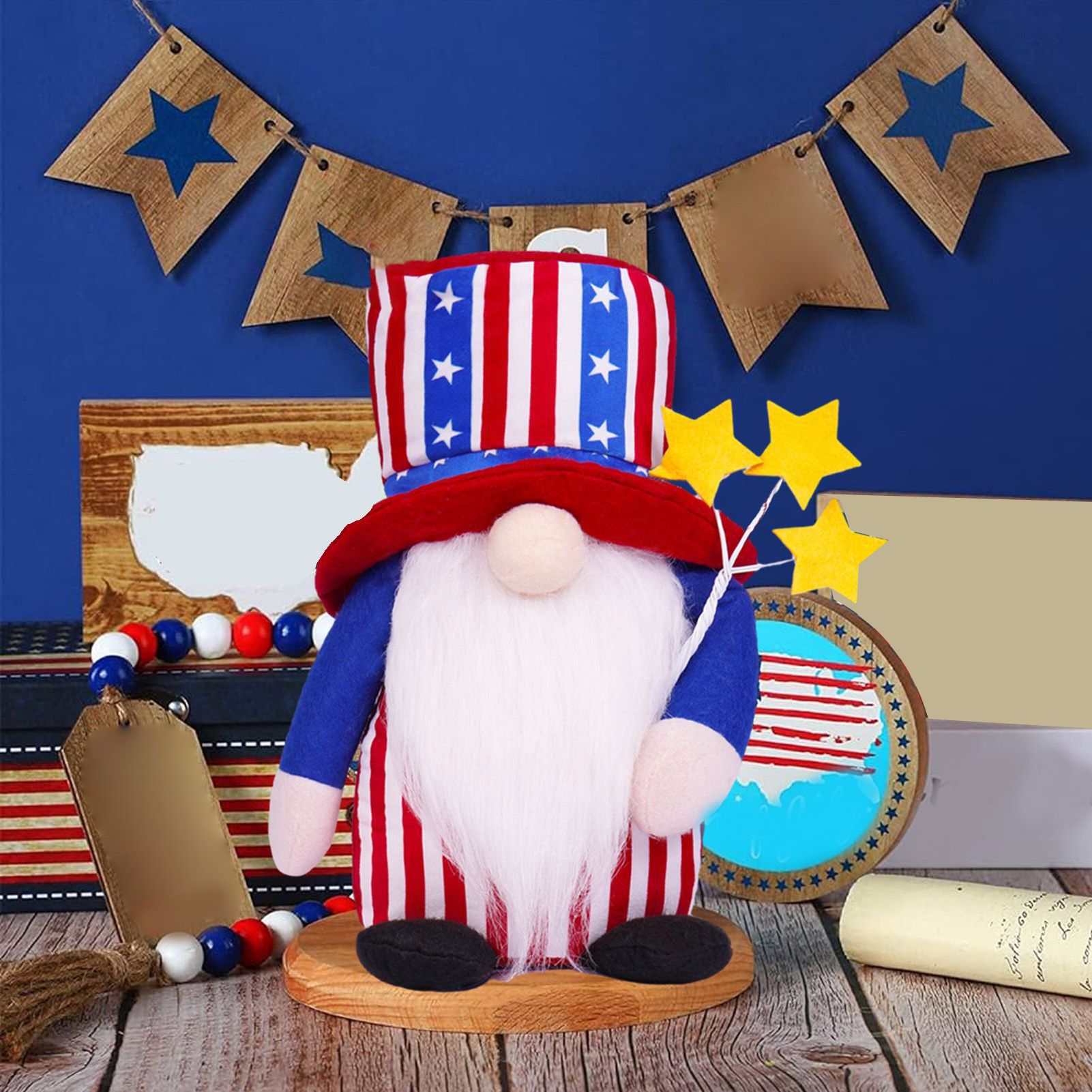 4th of July Patriotic Gnome Decoration Fabric Independence Day Dwarf Doll for view 8
