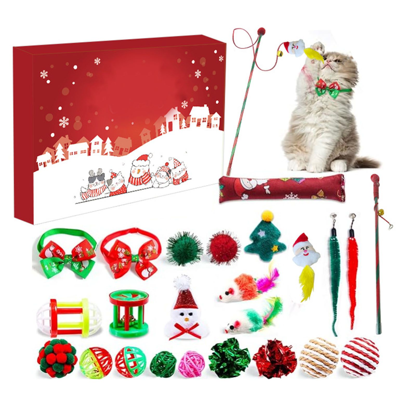 Xmas Advent Calendar Plastic Cute Cat Pet Toy Xmas Surprise Blind Box for Kids view 3