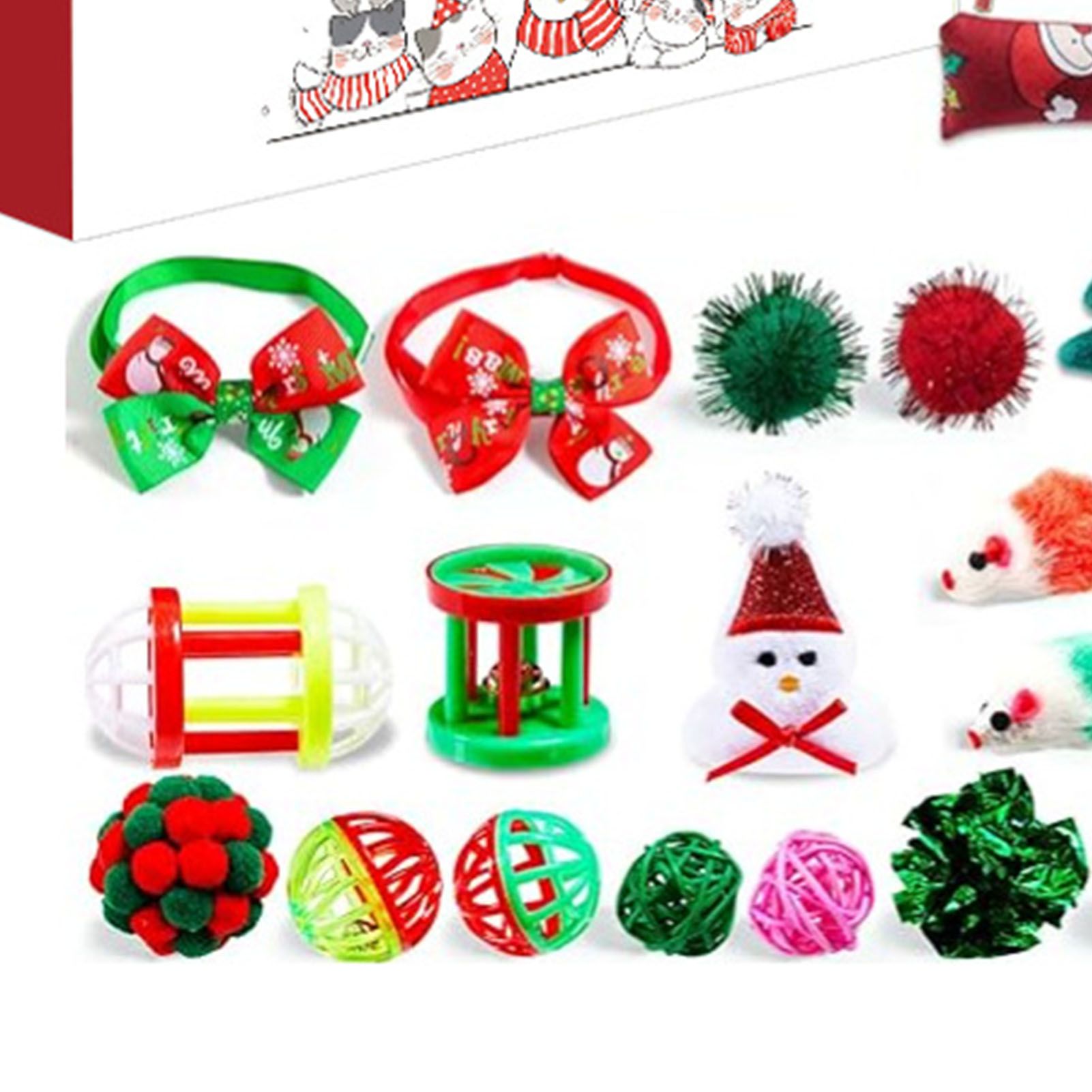 Xmas Advent Calendar Plastic Cute Cat Pet Toy Xmas Surprise Blind Box for Kids view 5