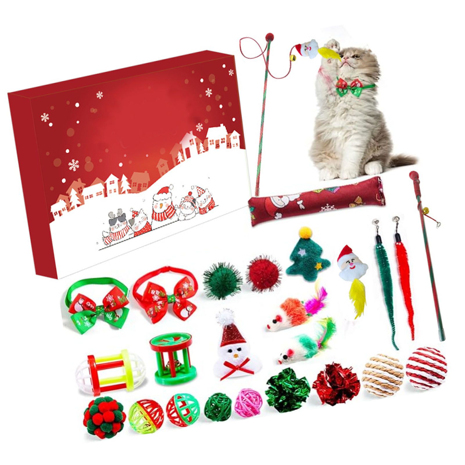 Xmas Advent Calendar Plastic Cute Cat Pet Toy Xmas Surprise Blind Box for Kids view 6