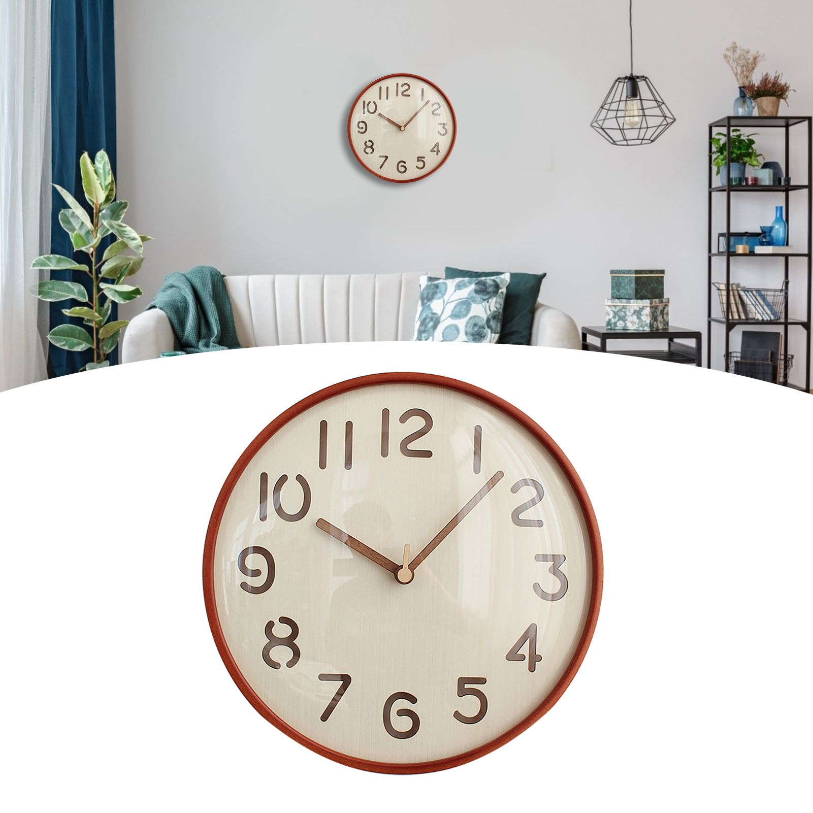 12 Inch Wooden Wall Clock Silent Non Ticking Wall Clock Battery Operated Round view 9