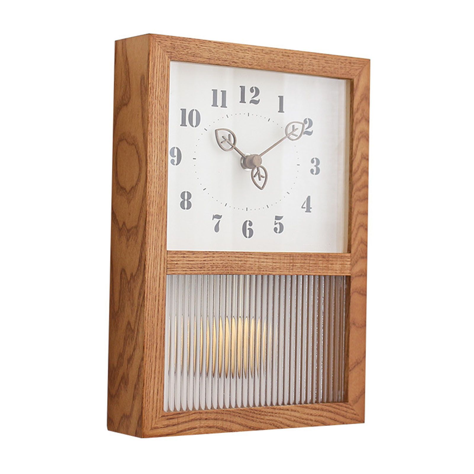 Japanese Retro Wall Clock Walnut Wood Glass Small Decorative Rectangular Wall view 3