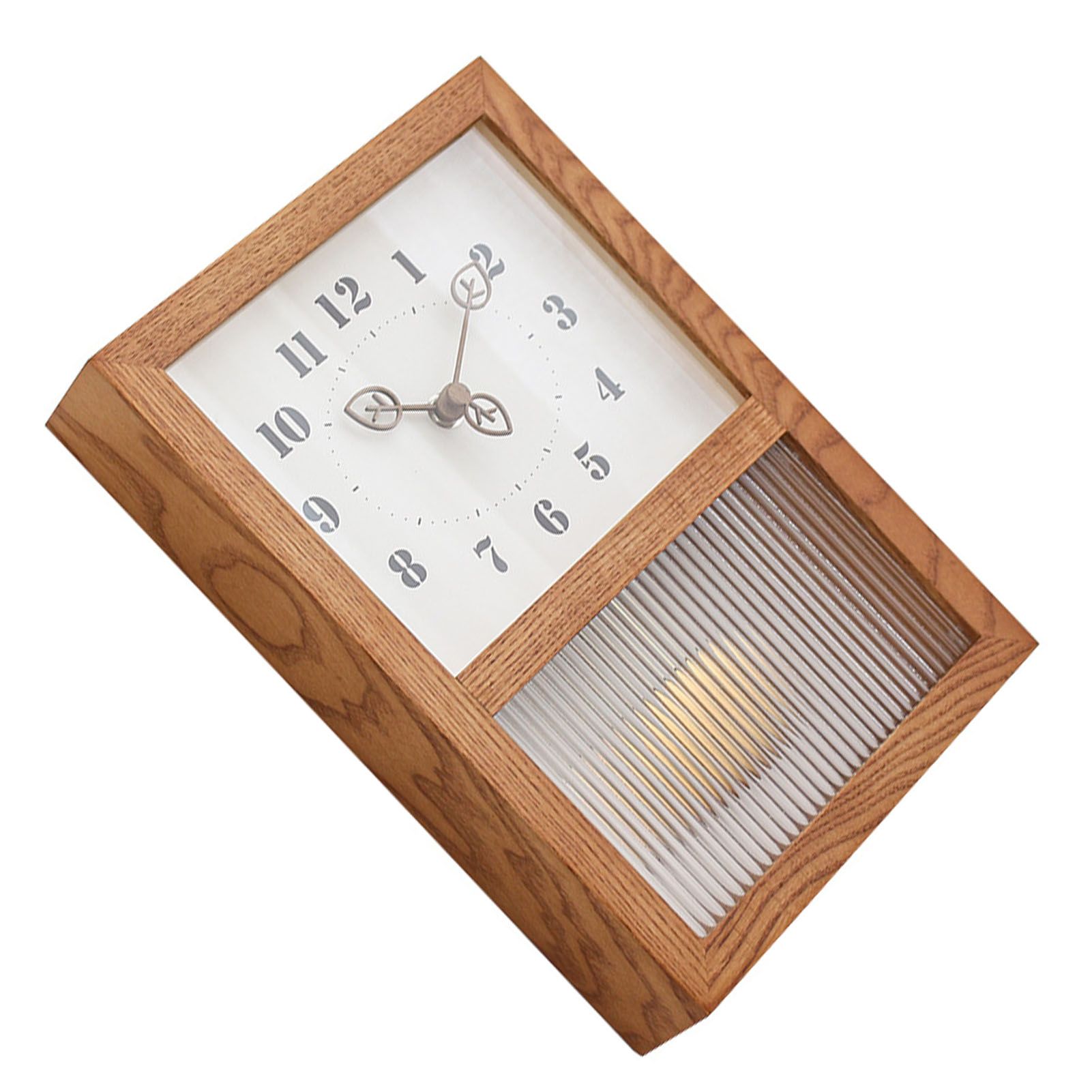 Japanese Retro Wall Clock Walnut Wood Glass Small Decorative Rectangular Wall view 4