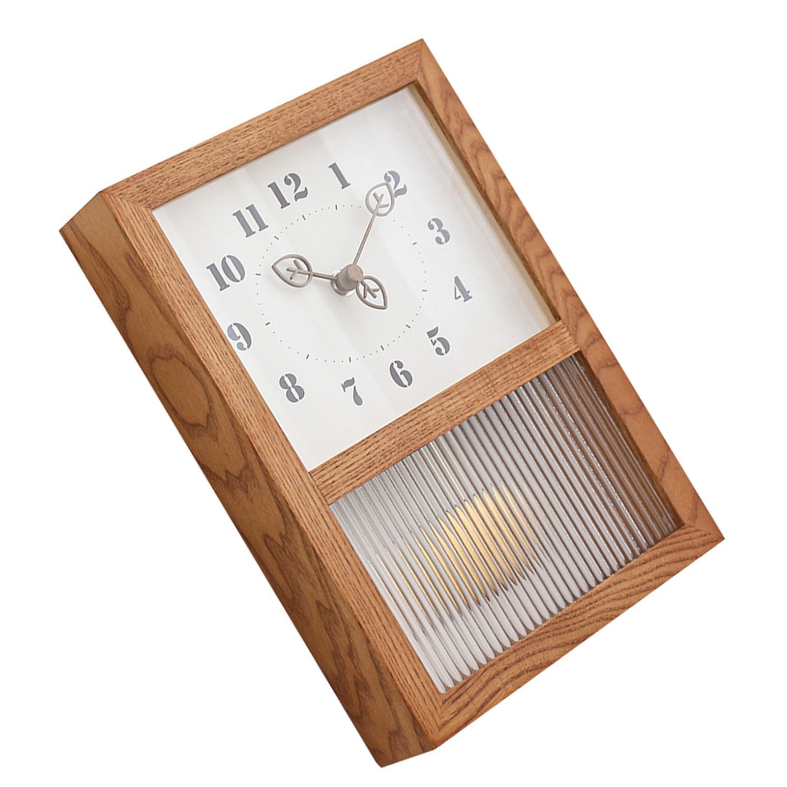 Japanese Retro Wall Clock Walnut Wood Glass Small Decorative Rectangular Wall view 6