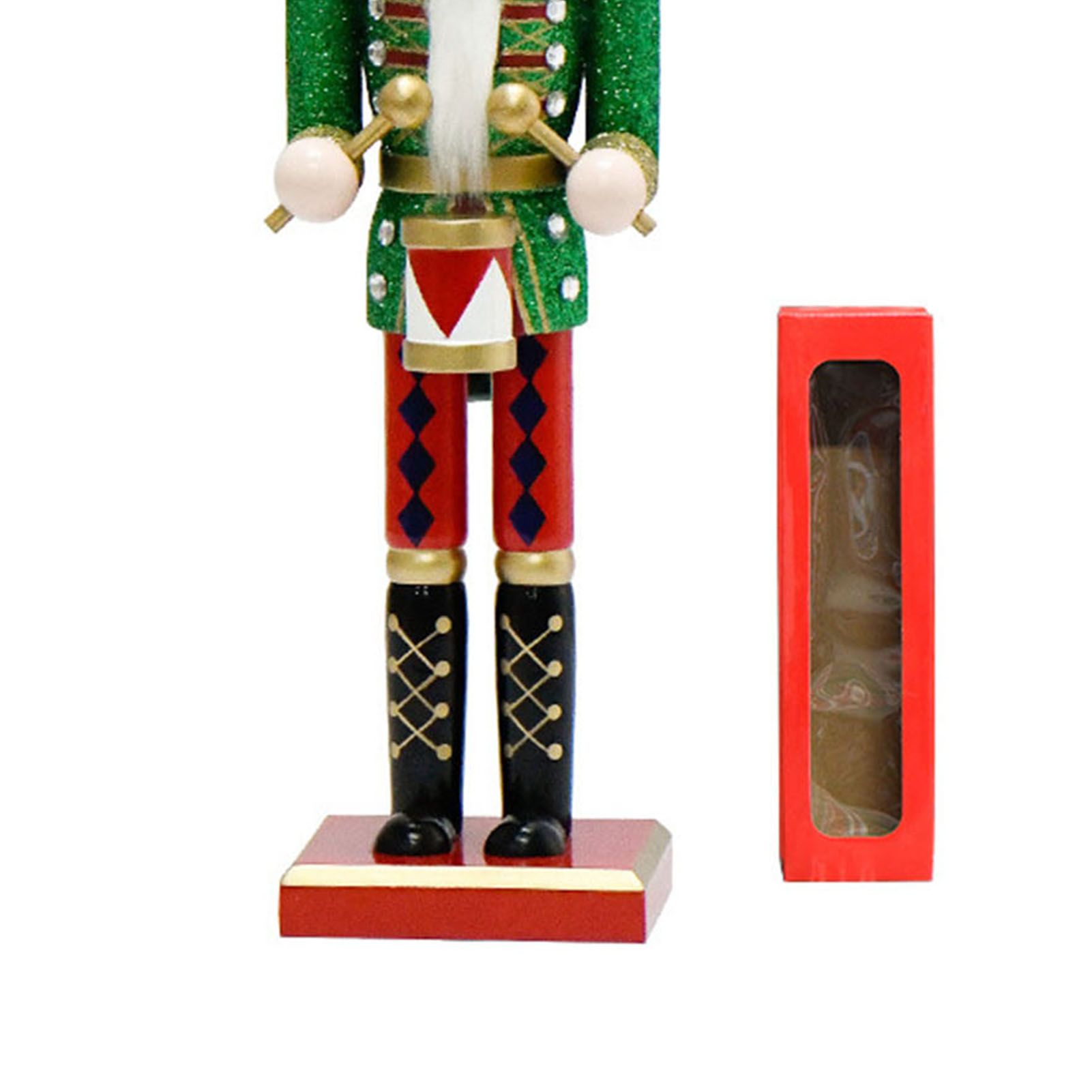 Xmas Nutcracker Figurine 12 Inch Glittered Wooden Nutcracker Ornament for view 2