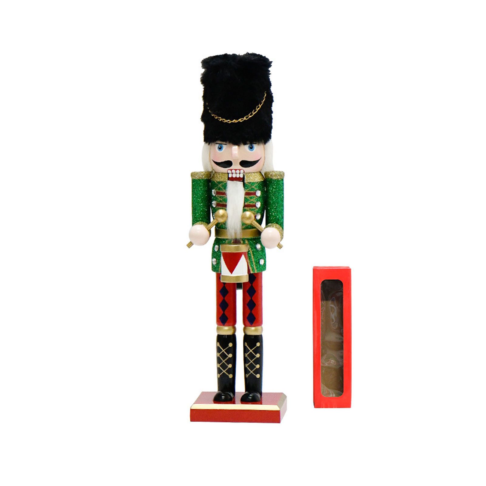 Xmas Nutcracker Figurine 12 Inch Glittered Wooden Nutcracker Ornament for view 3