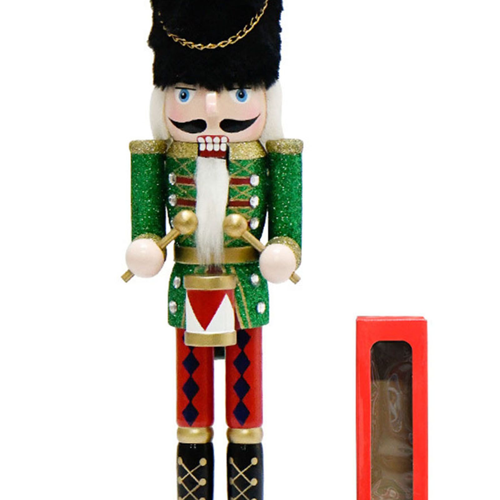 Xmas Nutcracker Figurine 12 Inch Glittered Wooden Nutcracker Ornament for view 5