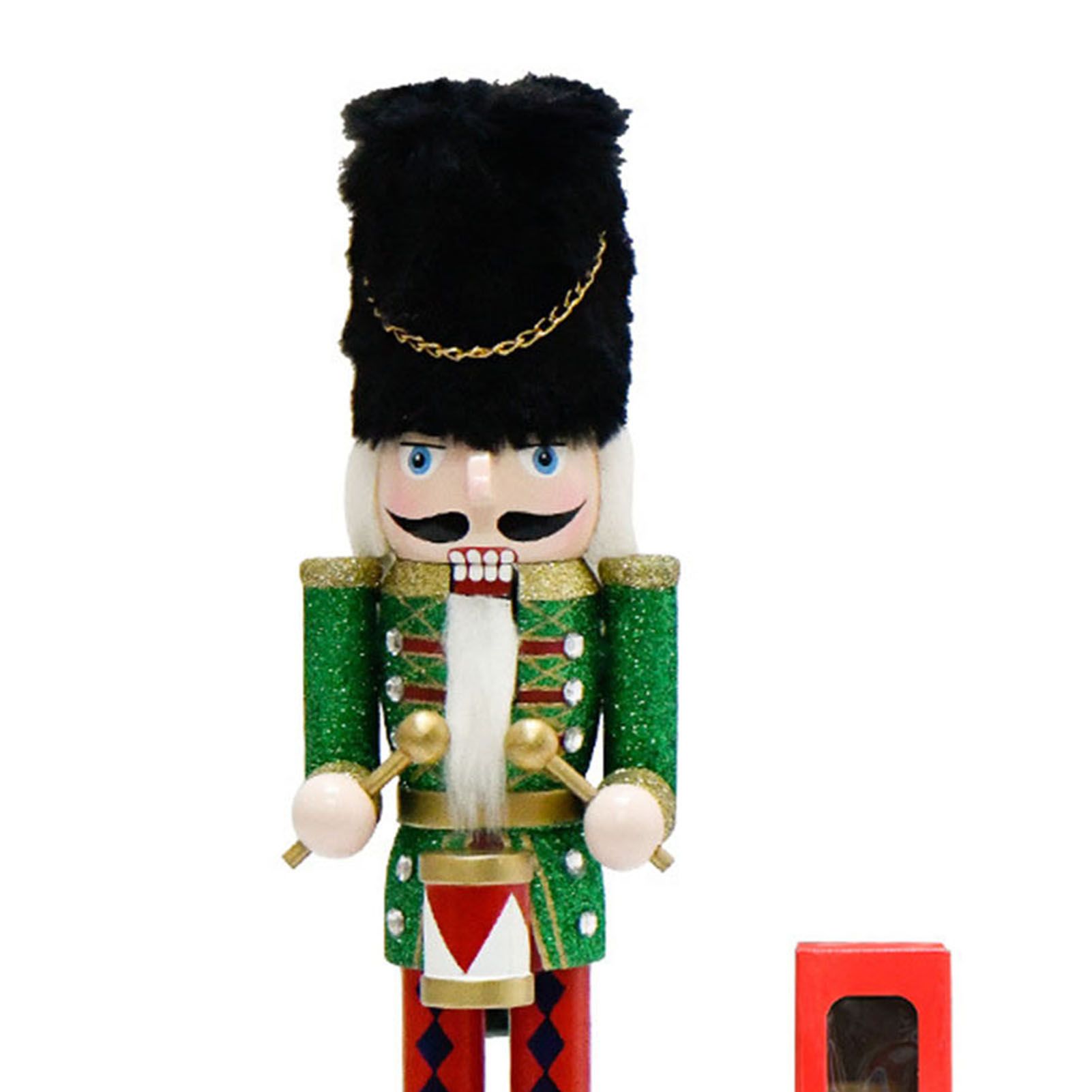 Xmas Nutcracker Figurine 12 Inch Glittered Wooden Nutcracker Ornament for view 7