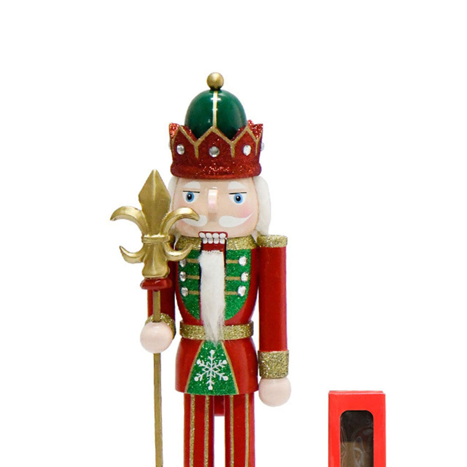 Xmas Nutcracker Figurine 12 Inch Glittered Wooden Nutcracker Ornament for view 2