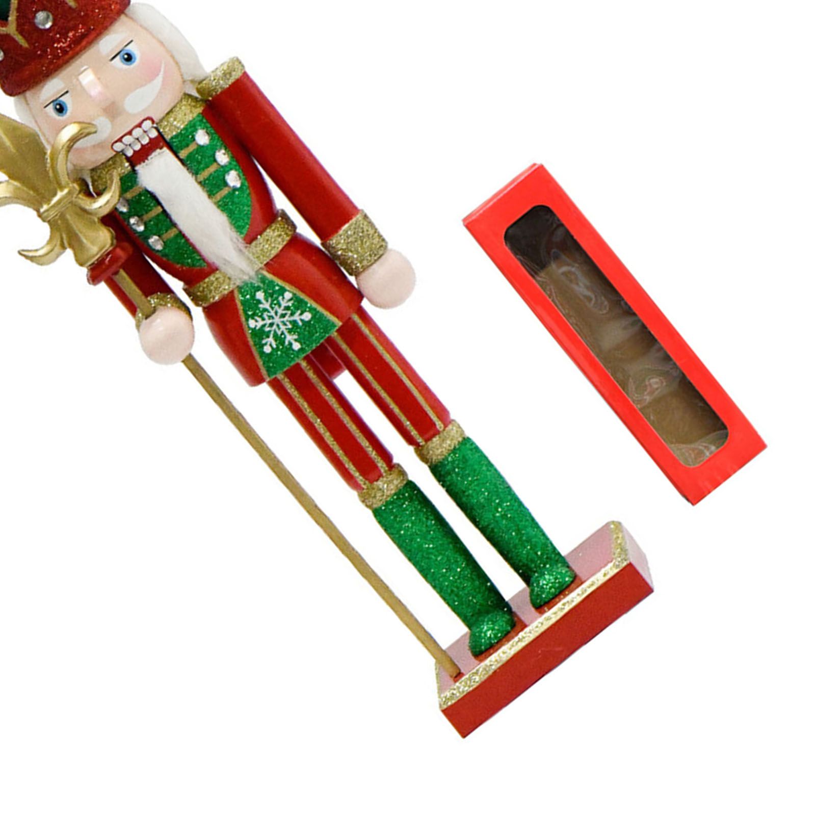 Xmas Nutcracker Figurine 12 Inch Glittered Wooden Nutcracker Ornament for view 7
