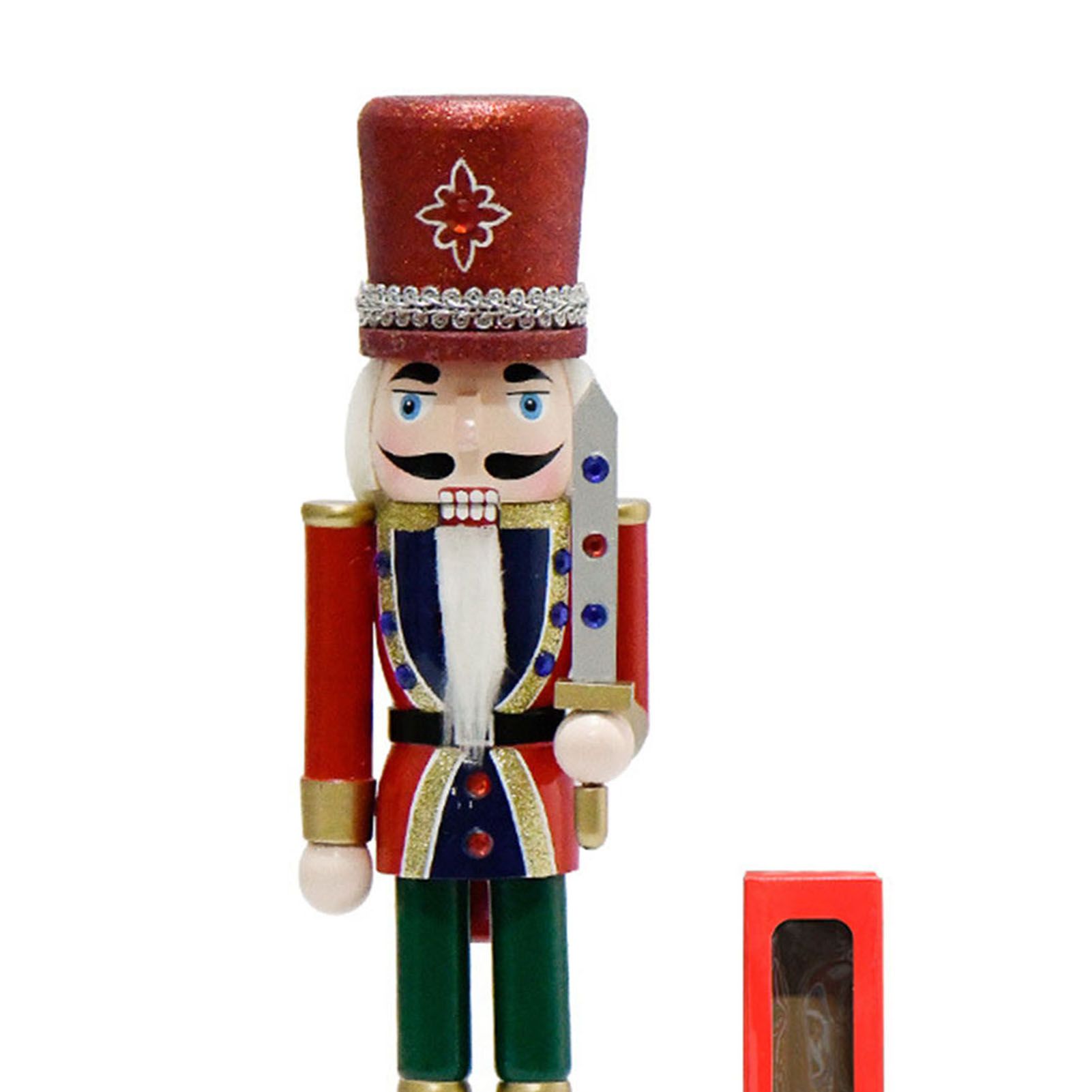 Xmas Nutcracker Figurine 12 Inch Glittered Wooden Nutcracker Ornament for view 2