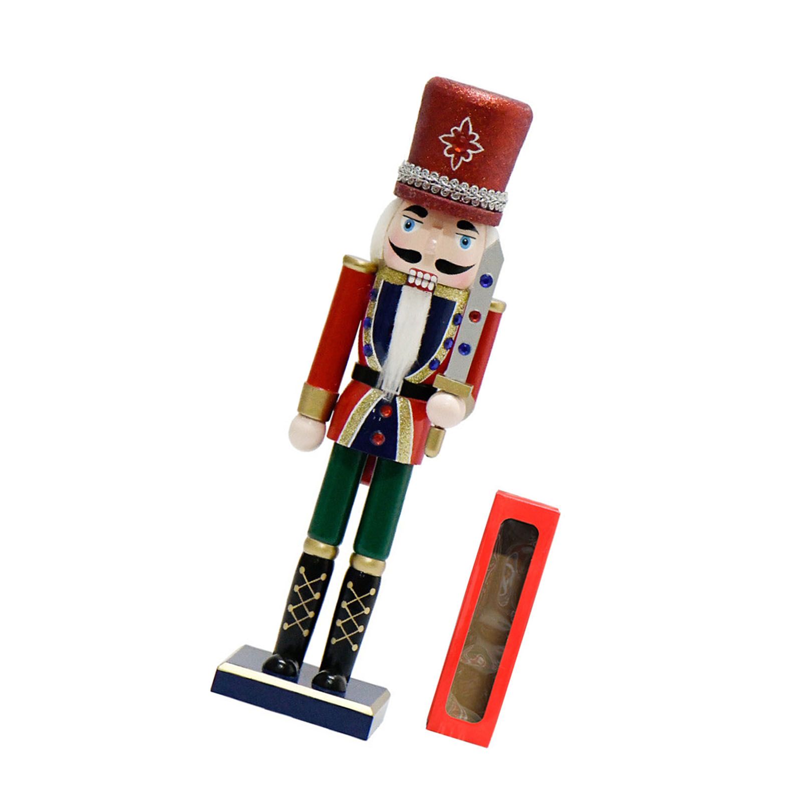 Xmas Nutcracker Figurine 12 Inch Glittered Wooden Nutcracker Ornament for view 4