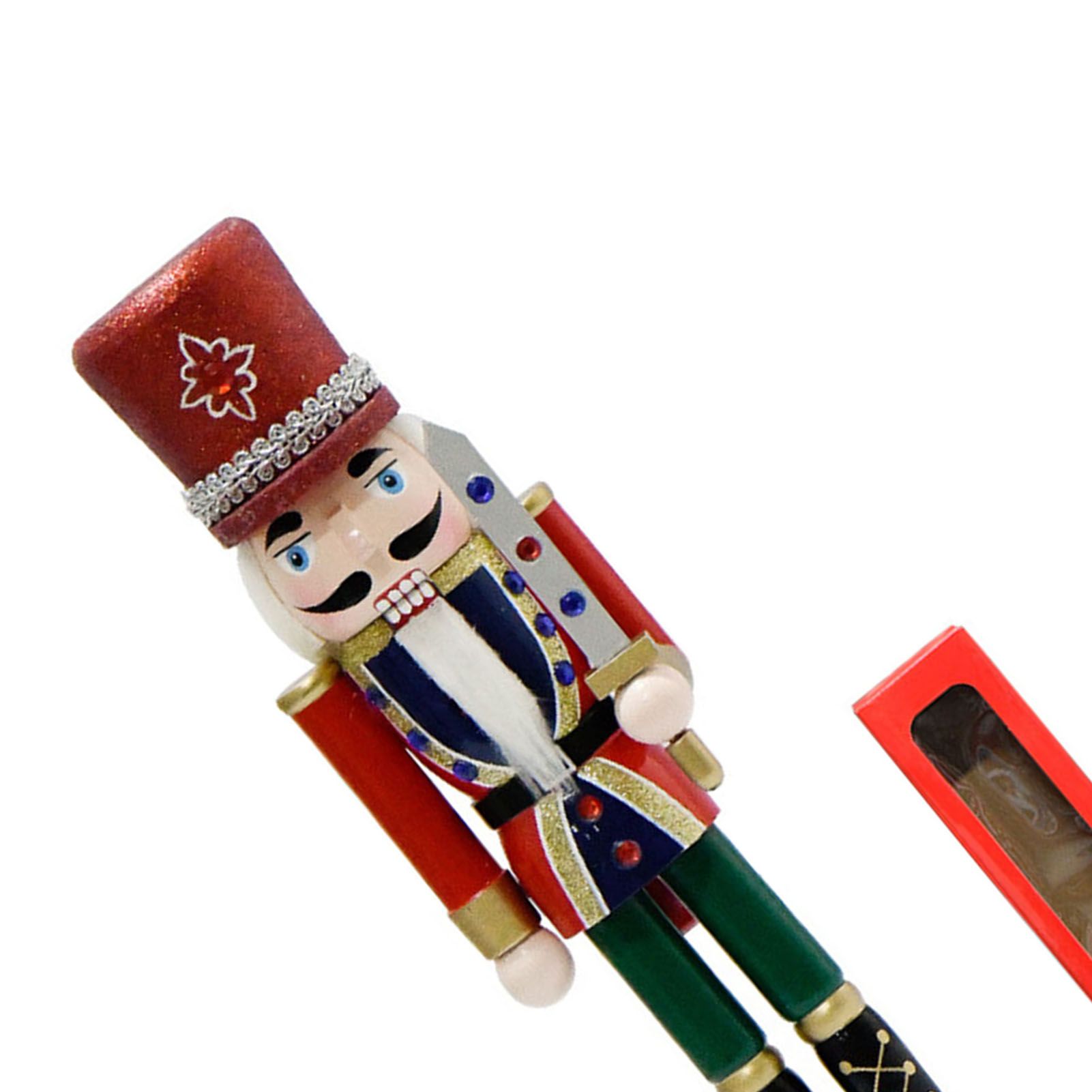 Xmas Nutcracker Figurine 12 Inch Glittered Wooden Nutcracker Ornament for view 5