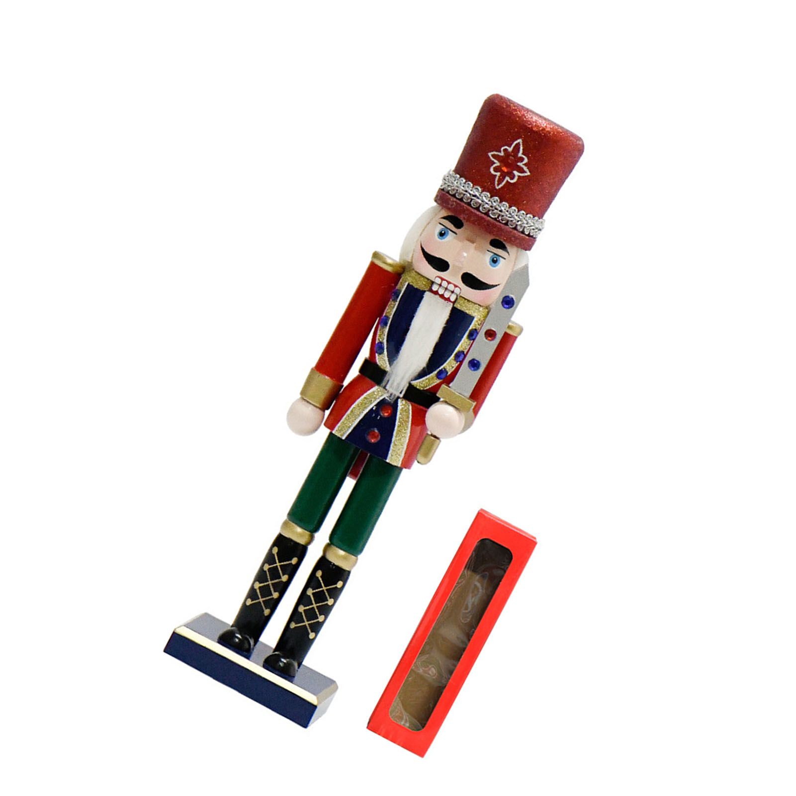 Xmas Nutcracker Figurine 12 Inch Glittered Wooden Nutcracker Ornament for view 6