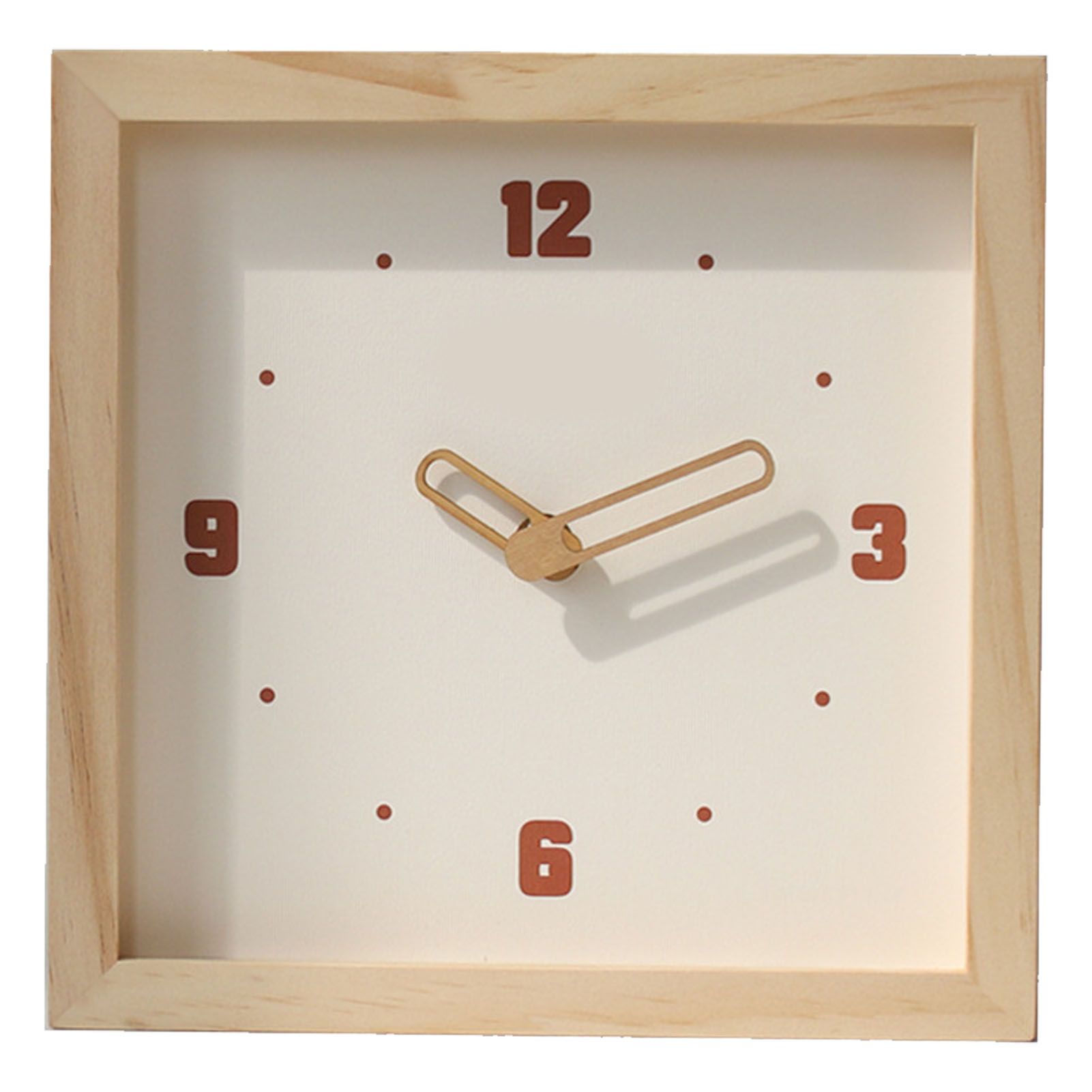 Wall Clock Battery Powered Fashionable Square Minimalist Wooden Clock Silent view 3