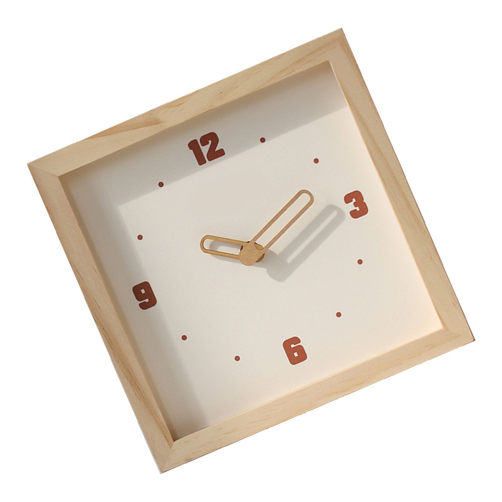Wall Clock Battery Powered Fashionable Square Minimalist Wooden Clock Silent view 4