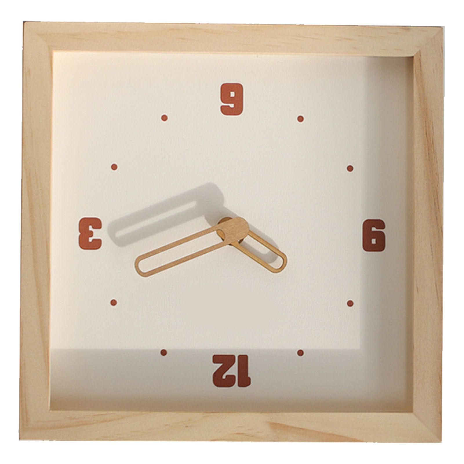 Wall Clock Battery Powered Fashionable Square Minimalist Wooden Clock Silent view 6