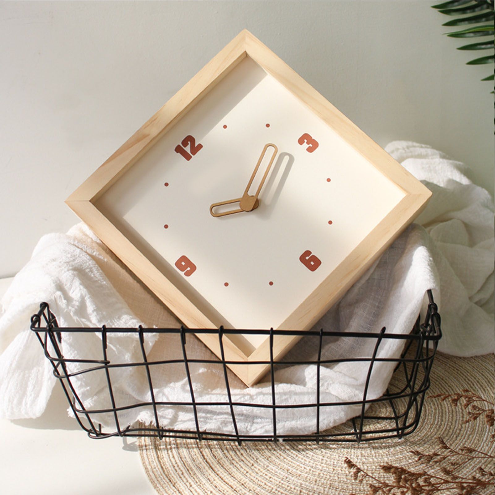 Wall Clock Battery Powered Fashionable Square Minimalist Wooden Clock Silent view 9