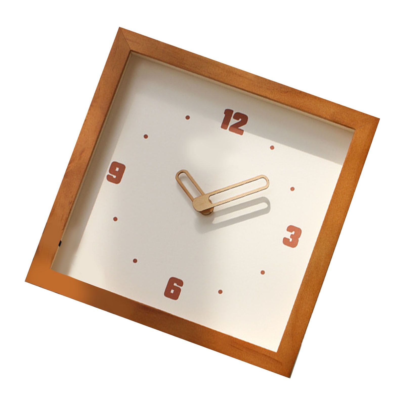 Wall Clock Battery Powered Fashionable Square Minimalist Wooden Clock Silent — image 1