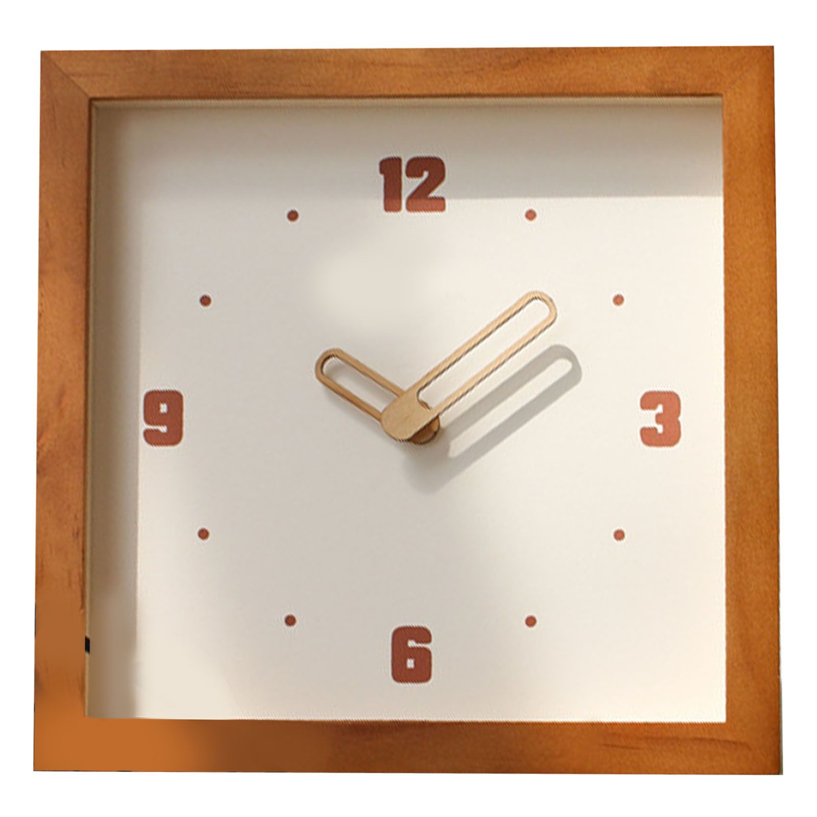 Wall Clock Battery Powered Fashionable Square Minimalist Wooden Clock Silent view 3