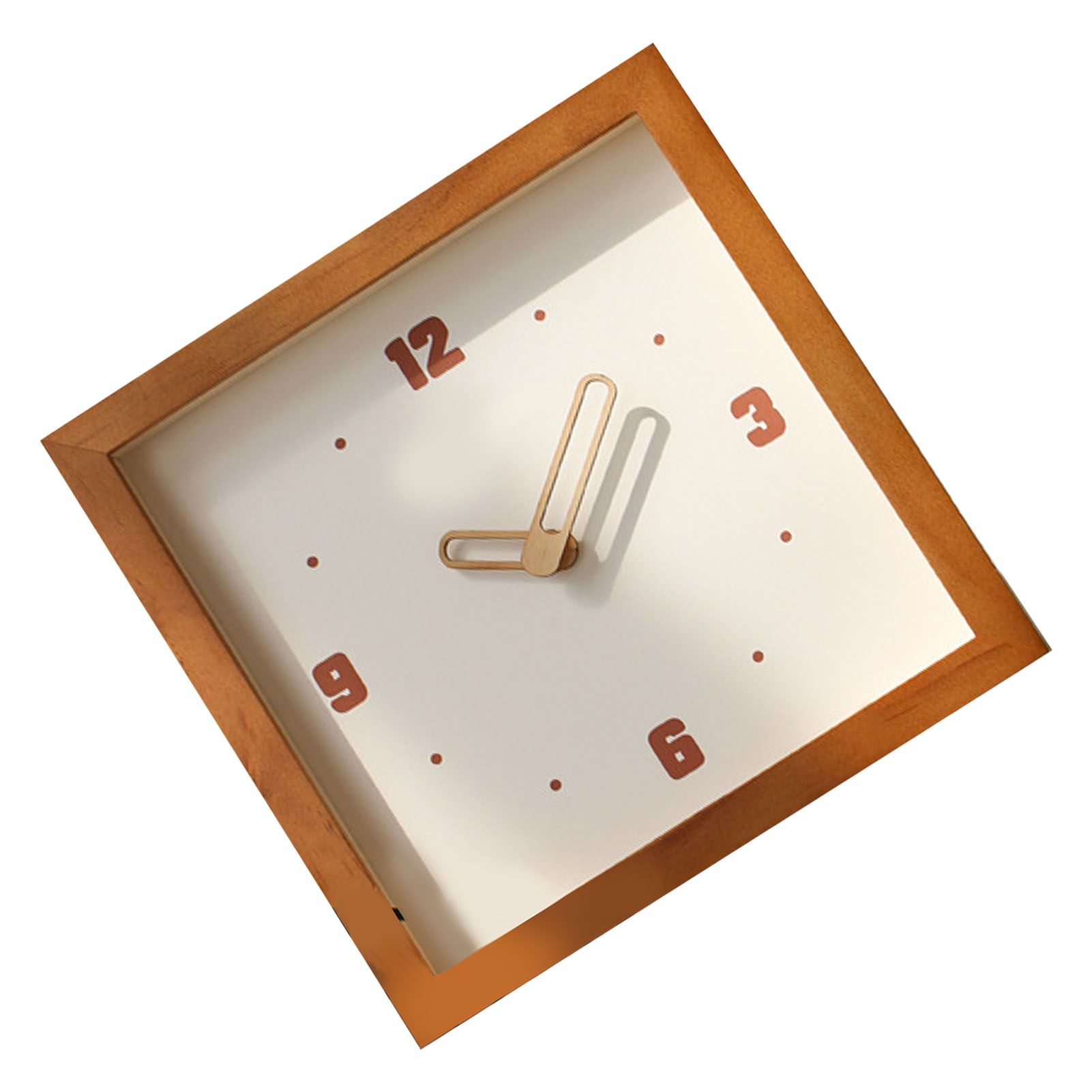 Wall Clock Battery Powered Fashionable Square Minimalist Wooden Clock Silent view 4