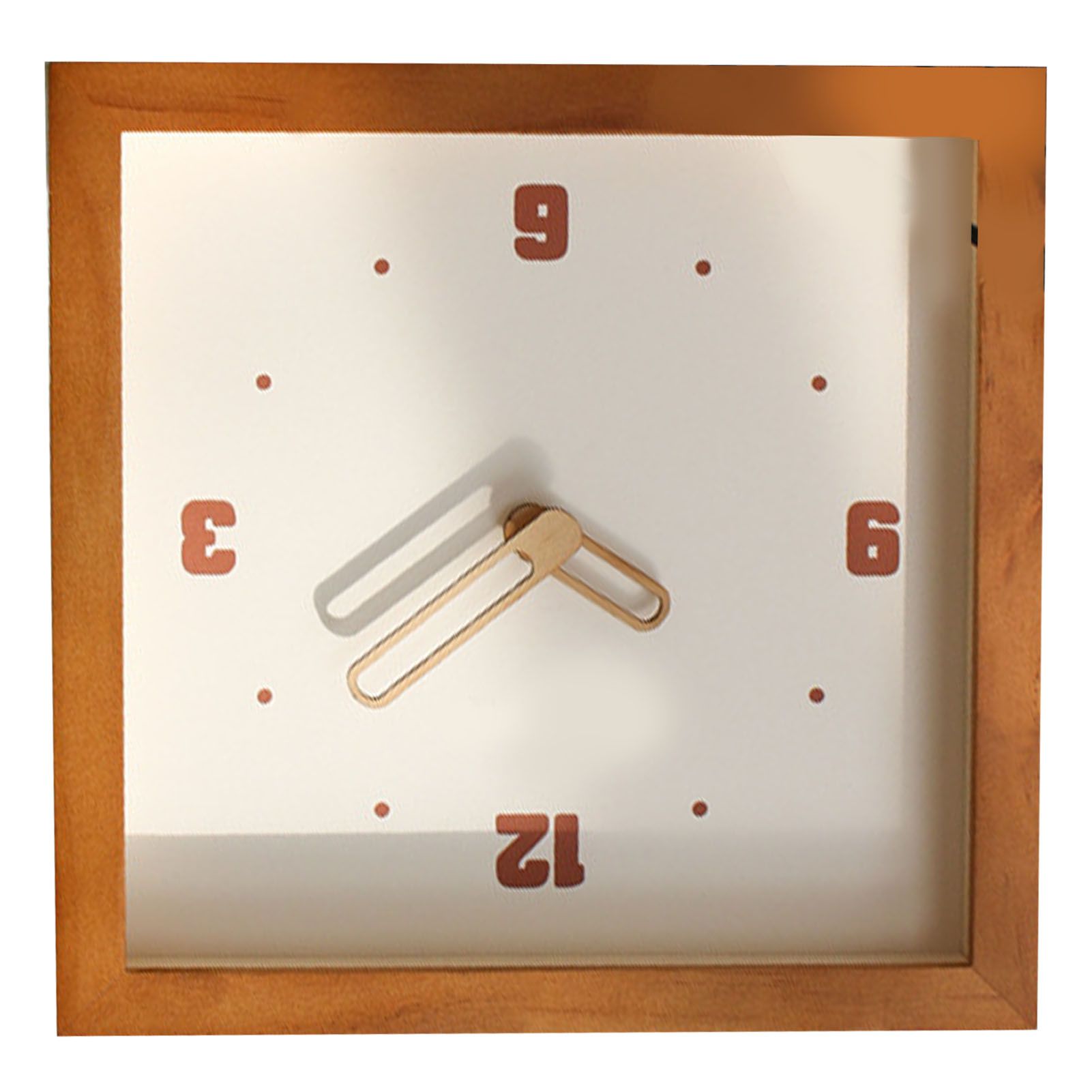 Wall Clock Battery Powered Fashionable Square Minimalist Wooden Clock Silent view 6