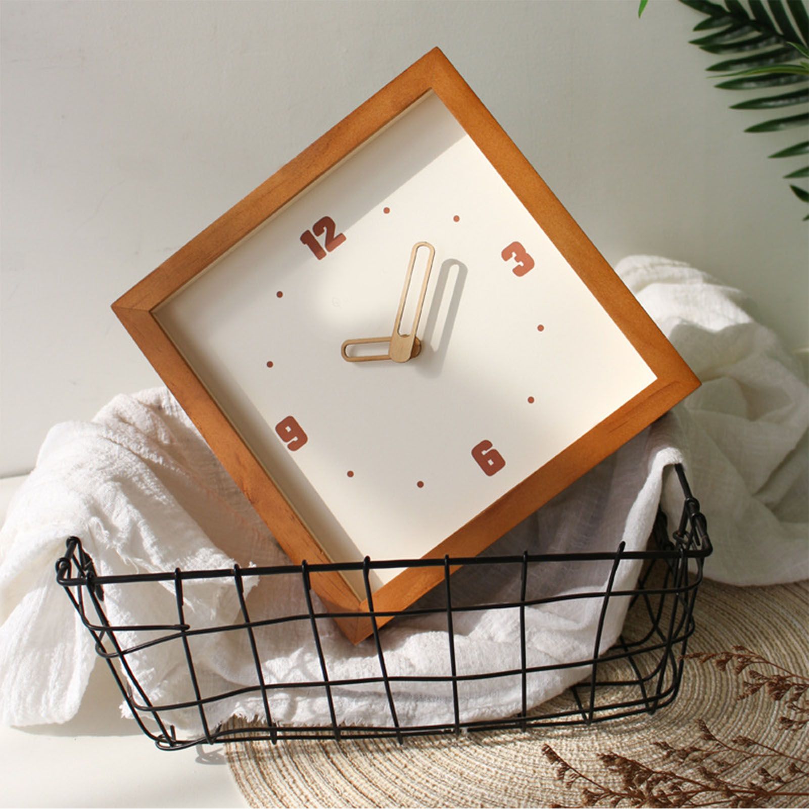 Wall Clock Battery Powered Fashionable Square Minimalist Wooden Clock Silent view 8