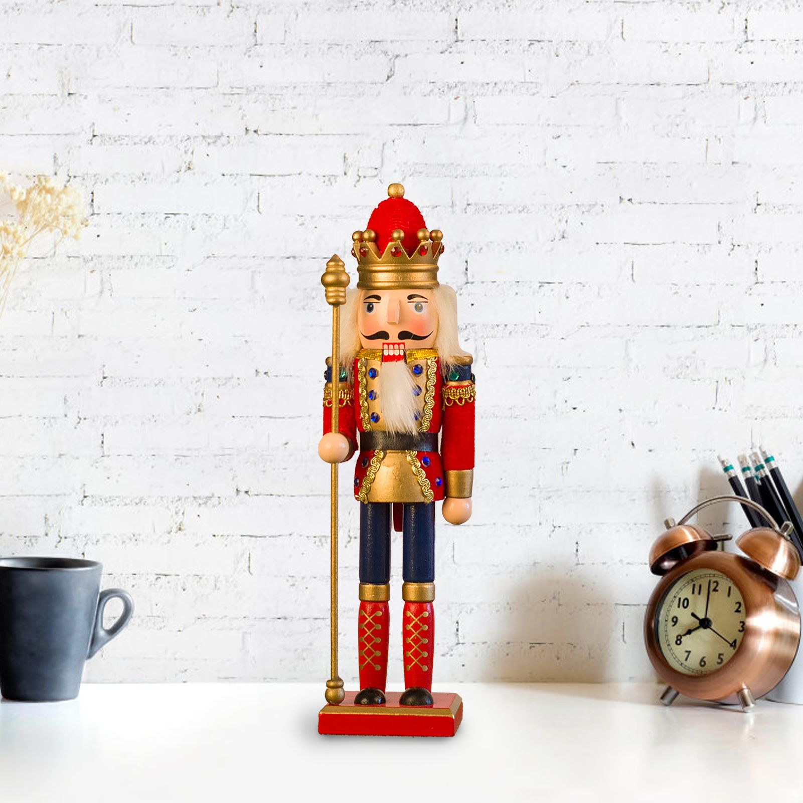Nutcracker Figurine Exquisite Xmas Themed Wooden Nutcracker Ornament for Wine view 8
