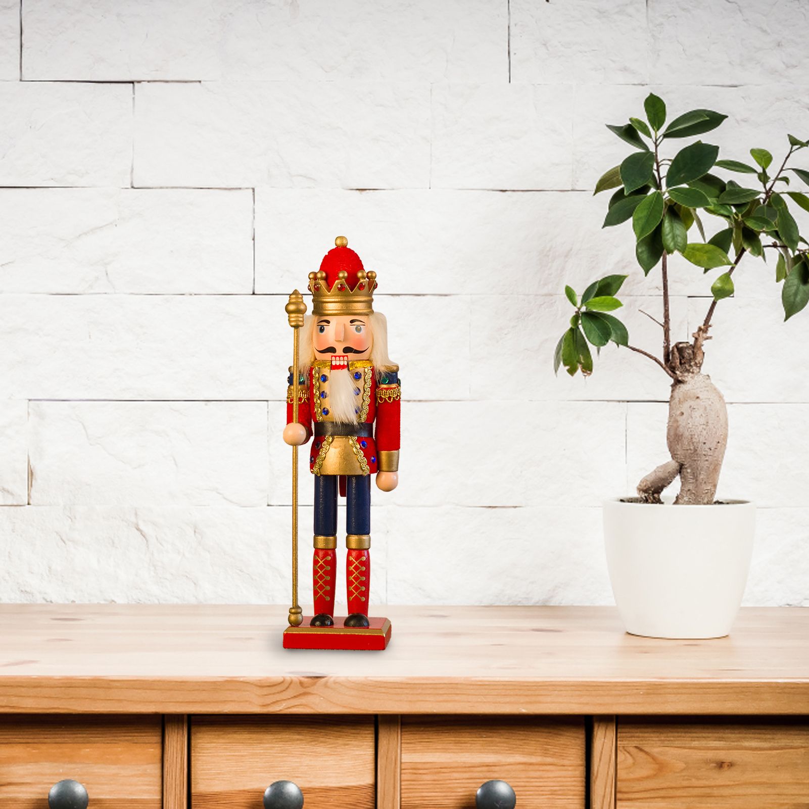 Nutcracker Figurine Exquisite Xmas Themed Wooden Nutcracker Ornament for Wine view 9