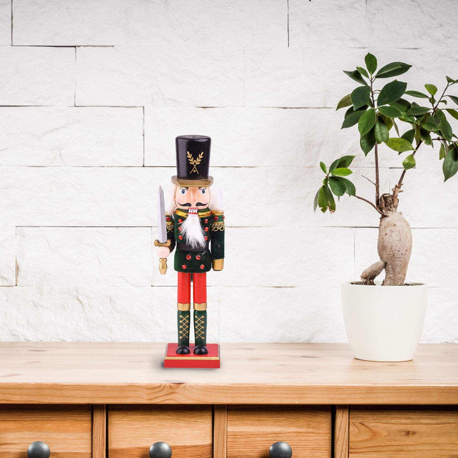 Nutcracker Figurine Exquisite Xmas Themed Wooden Nutcracker Ornament for Wine view 9