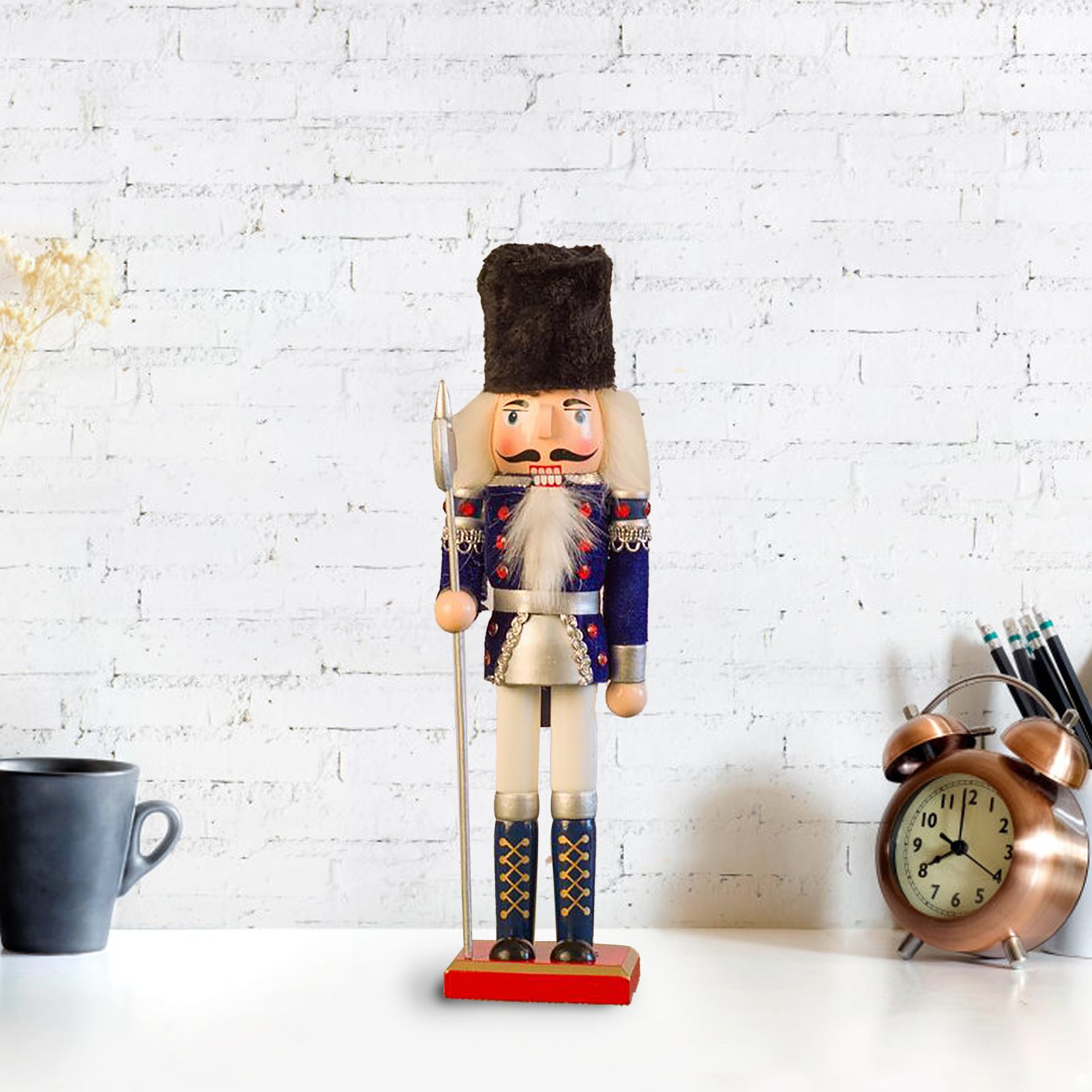 Nutcracker Figurine Exquisite Xmas Themed Wooden Nutcracker Ornament for Wine view 8