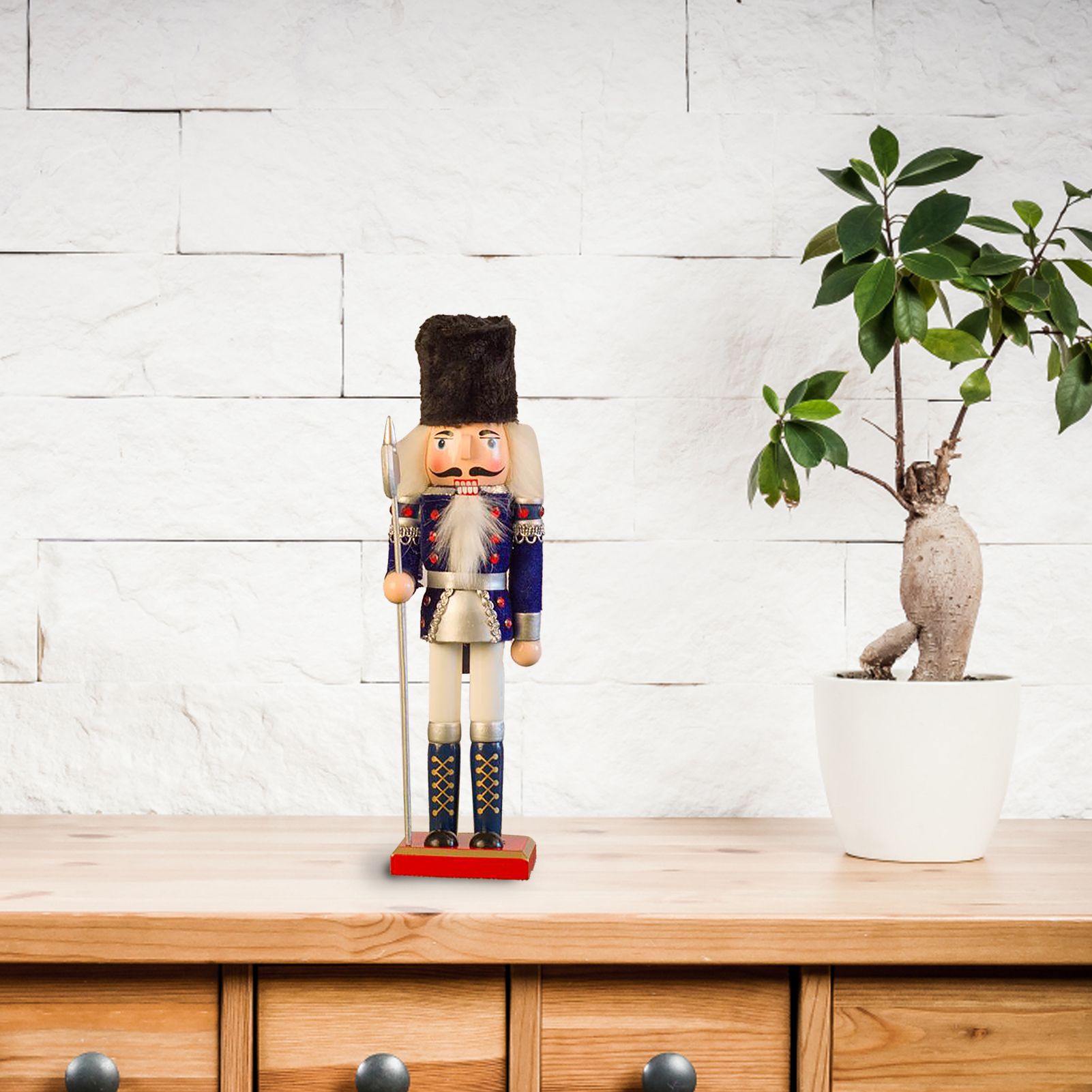 Nutcracker Figurine Exquisite Xmas Themed Wooden Nutcracker Ornament for Wine view 9