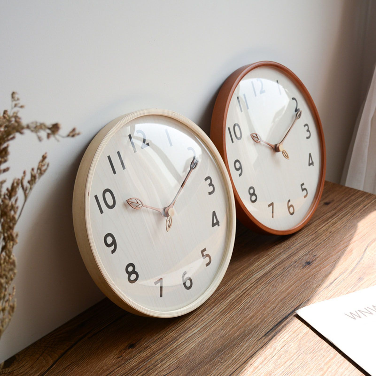 Wood Wall Clock Retro Quiet Decorative 12 Inch Round Wall Clock for Home view 9