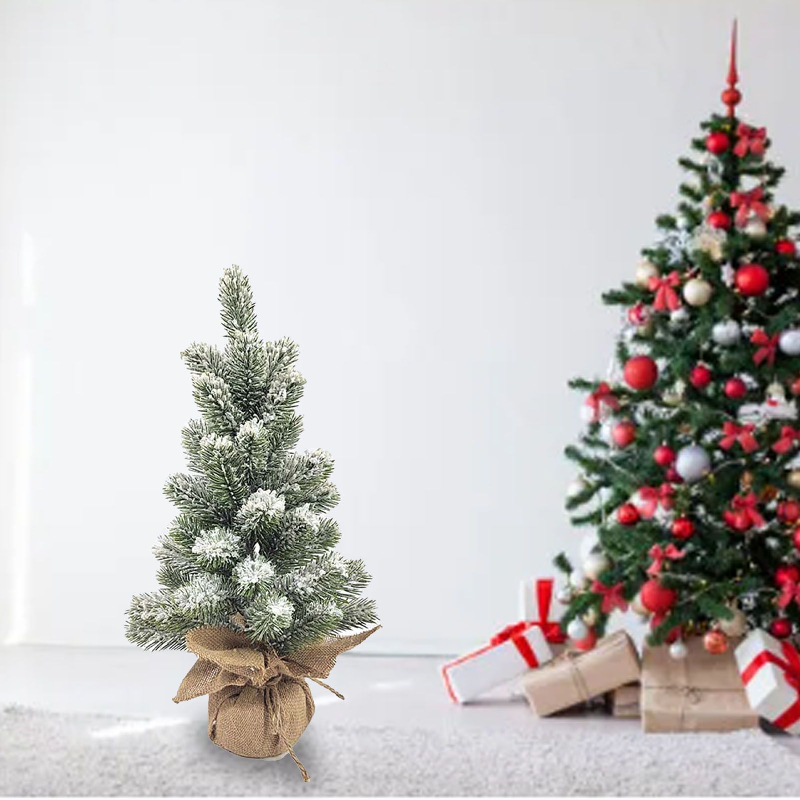 17.72in Desktop Flocking Xmas Tree Simulation Space Saving Reusable Xmas view 9