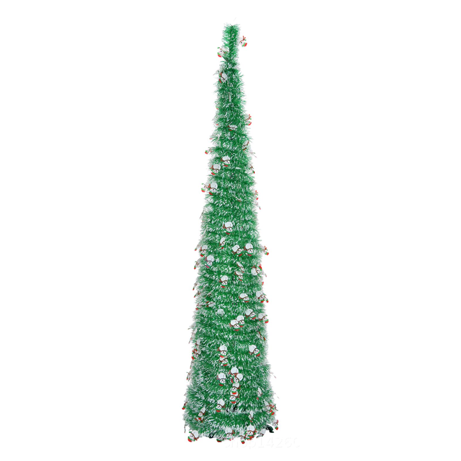 Xmas Tree with Snowmen Green PVC Easy Assembly Space Saving Retractable view 3