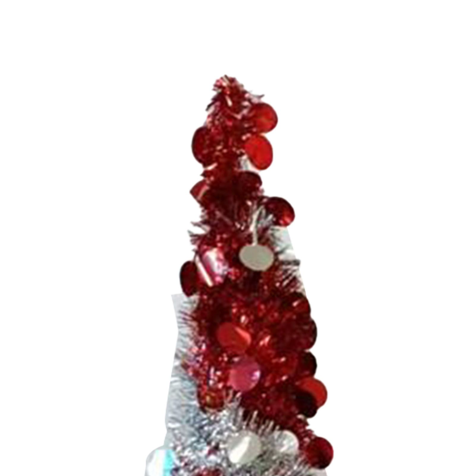 Retractable Xmas Tree Small Foldable PVC Holiday Decoration Supplies Red White view 2