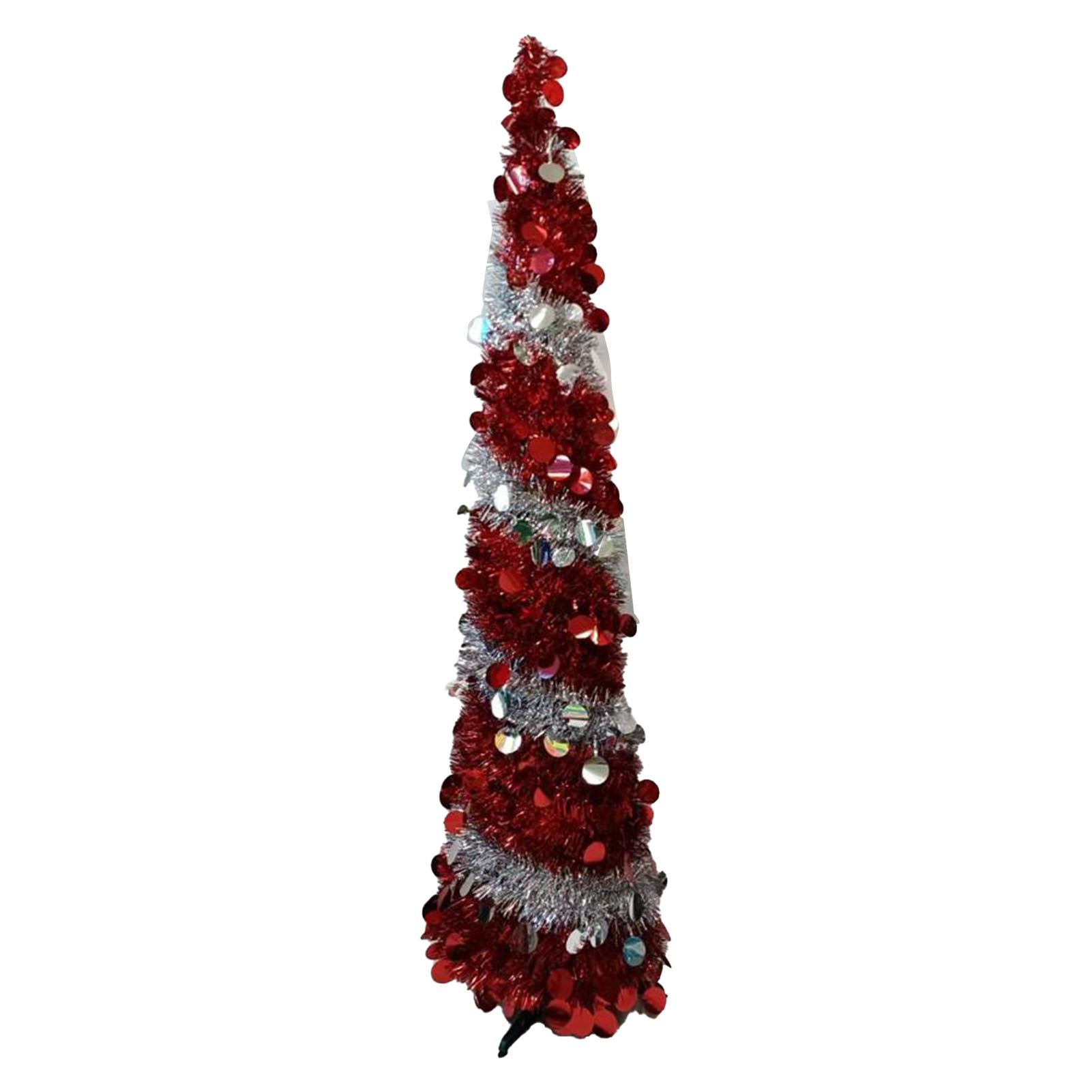 Retractable Xmas Tree Small Foldable PVC Holiday Decoration Supplies Red White view 3