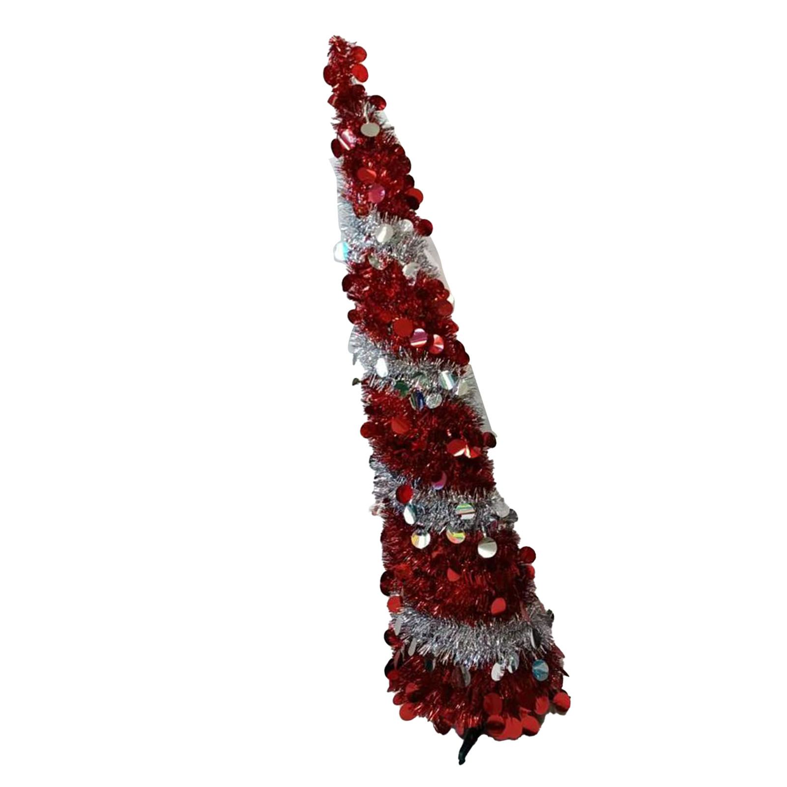 Retractable Xmas Tree Small Foldable PVC Holiday Decoration Supplies Red White view 4