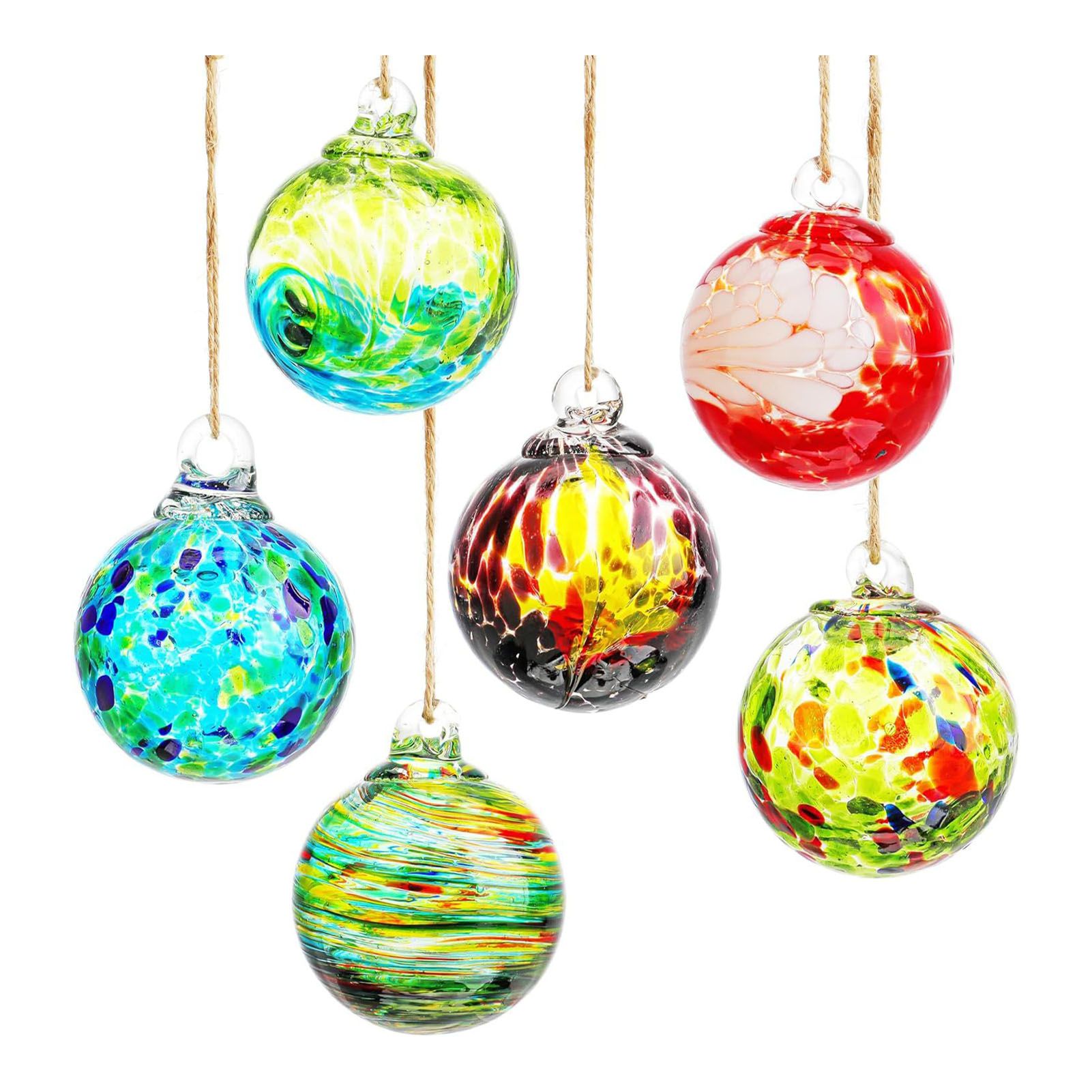 6PCS Hand Blown Glass Ornament Balls Decorative Hanging Gazing Glass view 2