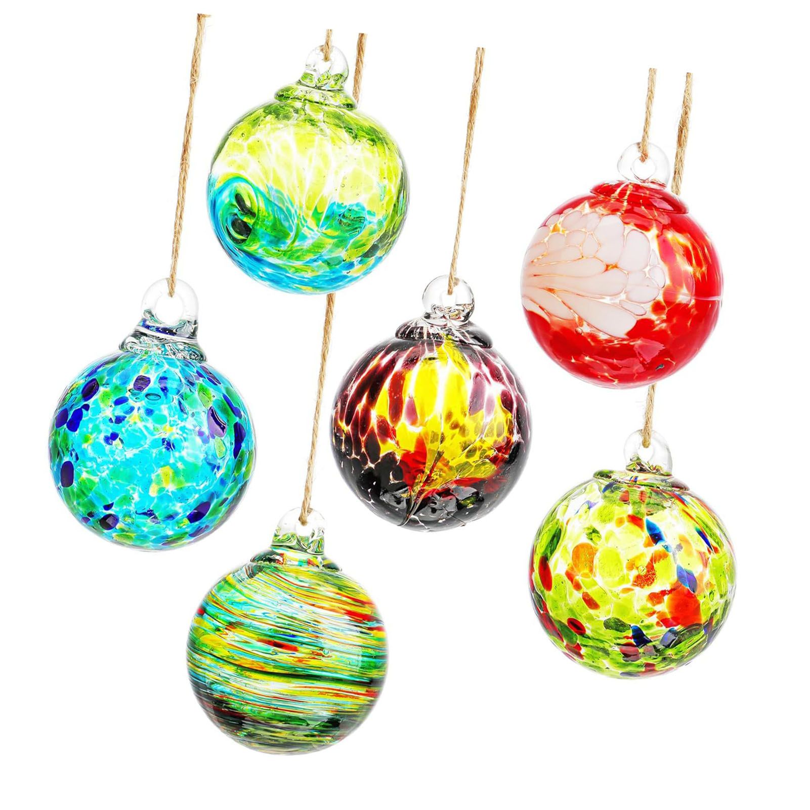 6PCS Hand Blown Glass Ornament Balls Decorative Hanging Gazing Glass view 3